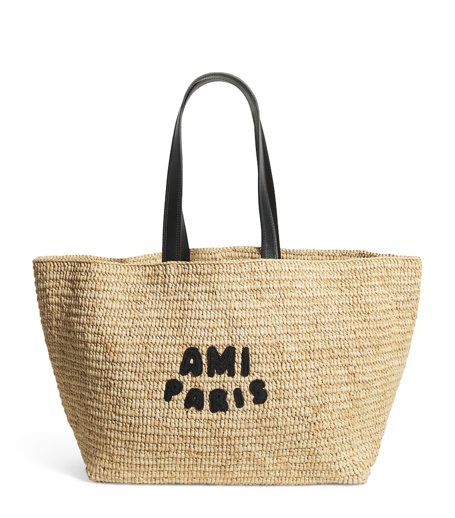 AMI Paris Raffia Logo Tote Bag Image 1