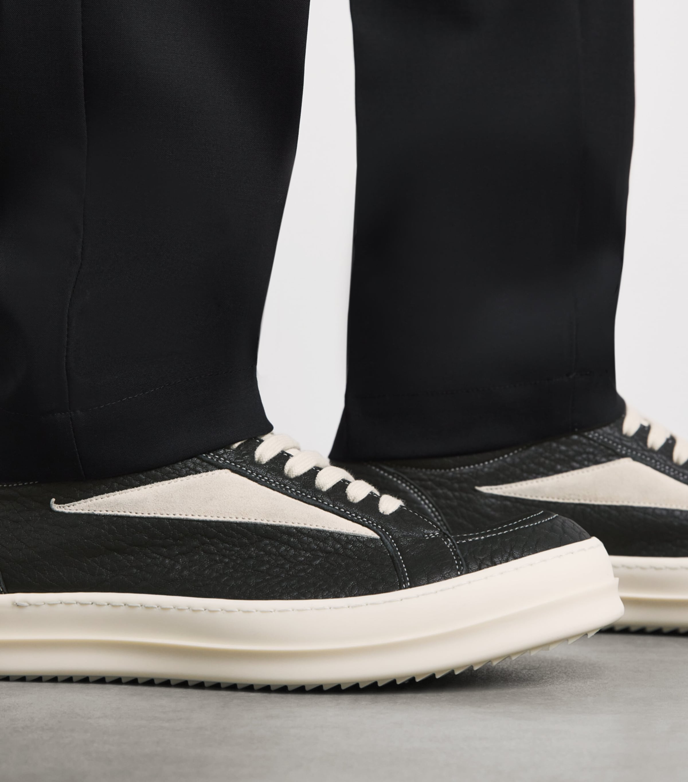 Rick Owens Leather Vintage Sneakers Black/milk Image 2