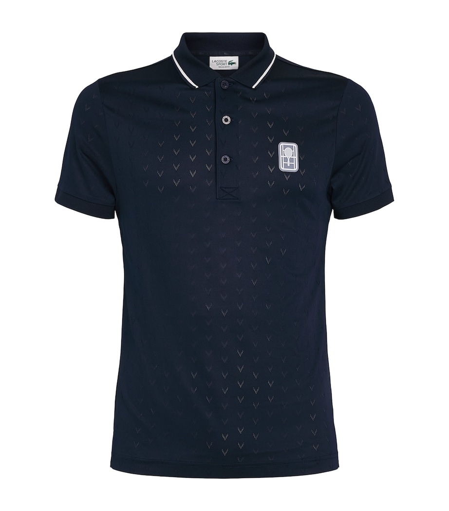 Lacoste Mens Tennis Heritage Ultra-Dry Stretch Polo Shirt Navy Blue Image 1