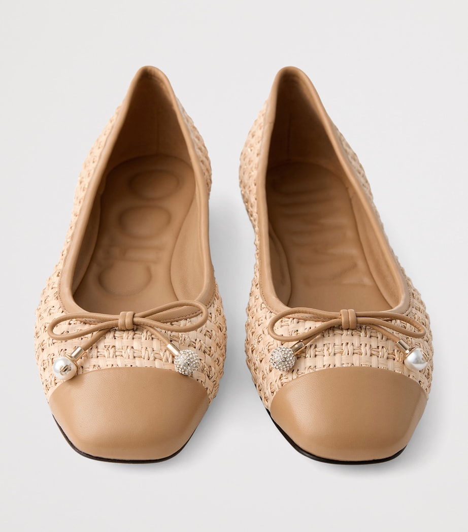 Elme Leather-Raffia Ballet Flats CAPPUCCINO/NATURAL Image 5