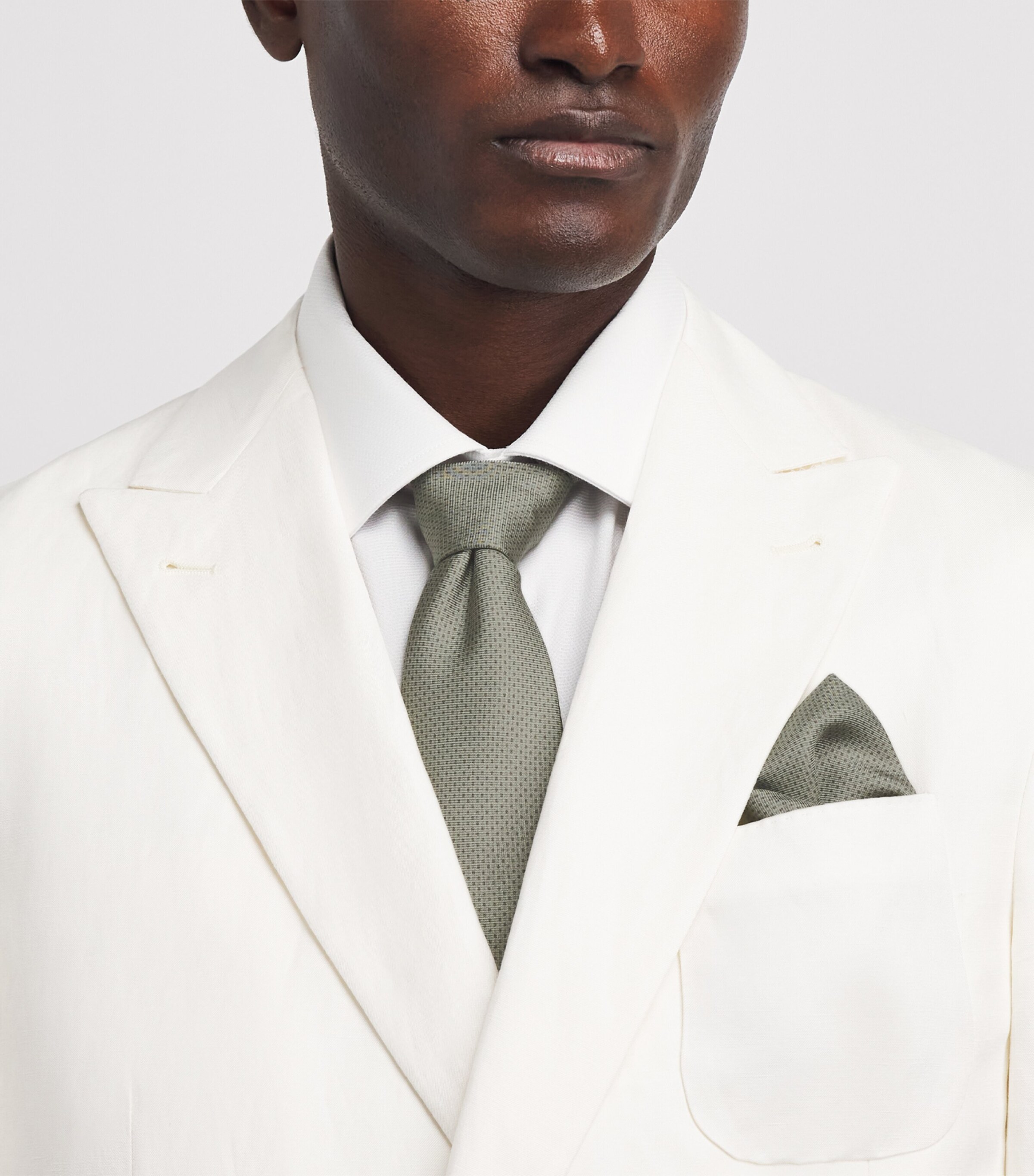 Corneliani Silk Necktie and Pocket Square Set Gry Melange Drk Image 2