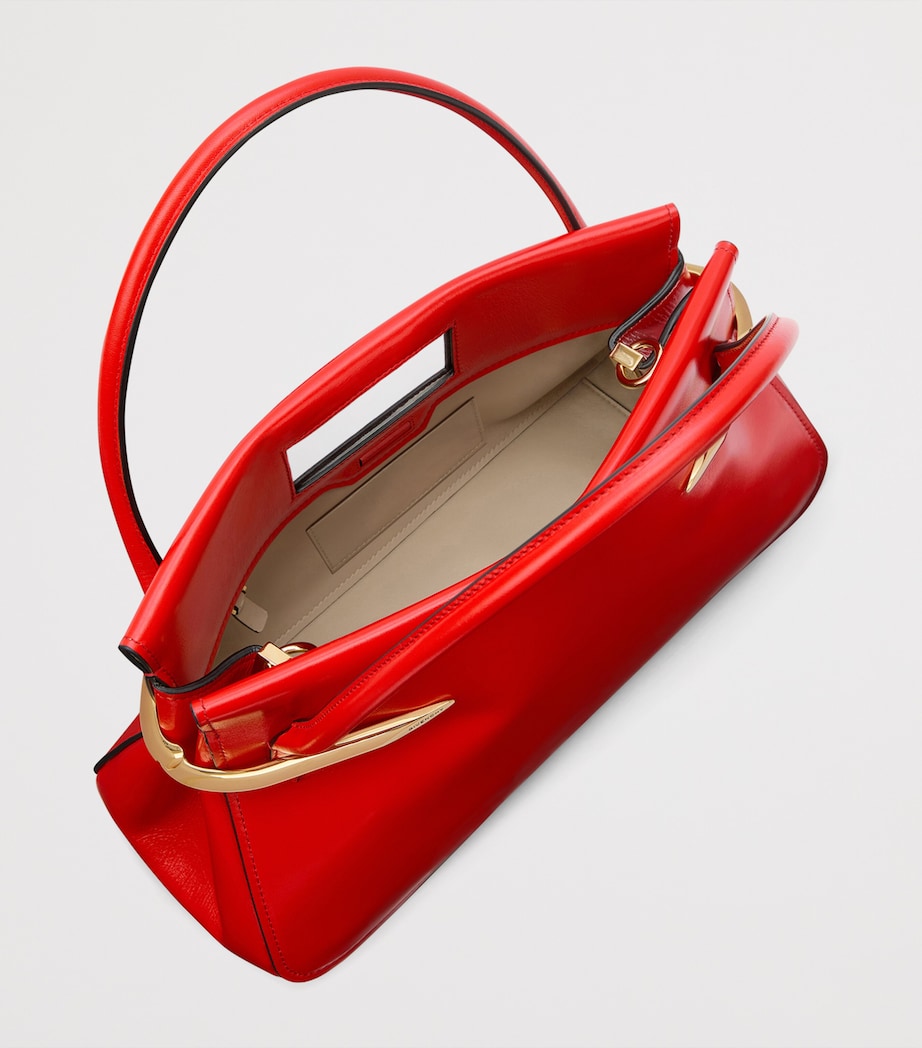 Medium Leather Pinch Top-Handle Bag DEEP RED Image 5