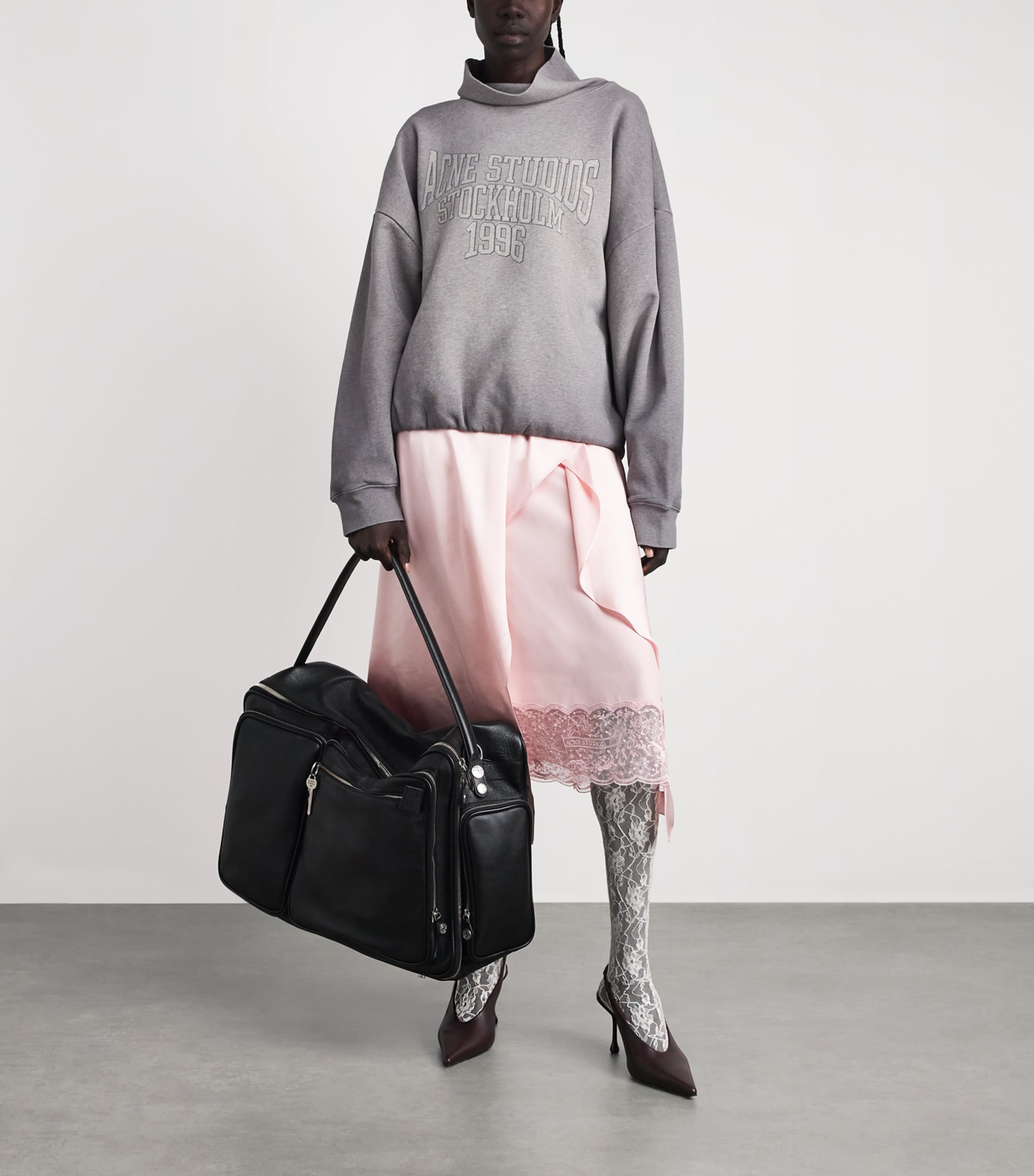 Acne Studios Womens Cotton Logo Sweatshirt Grey Melange Image 2