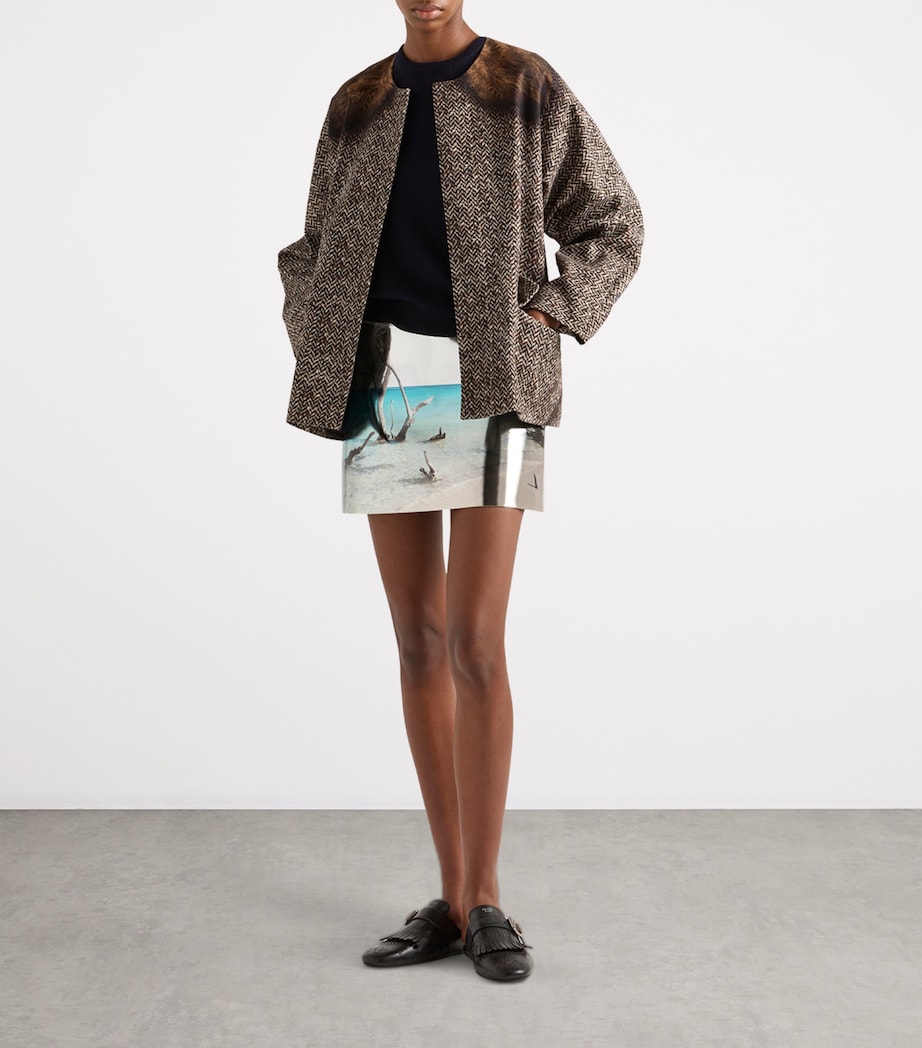 Calfskin Shiny Mini Skirt F0118 Image 2