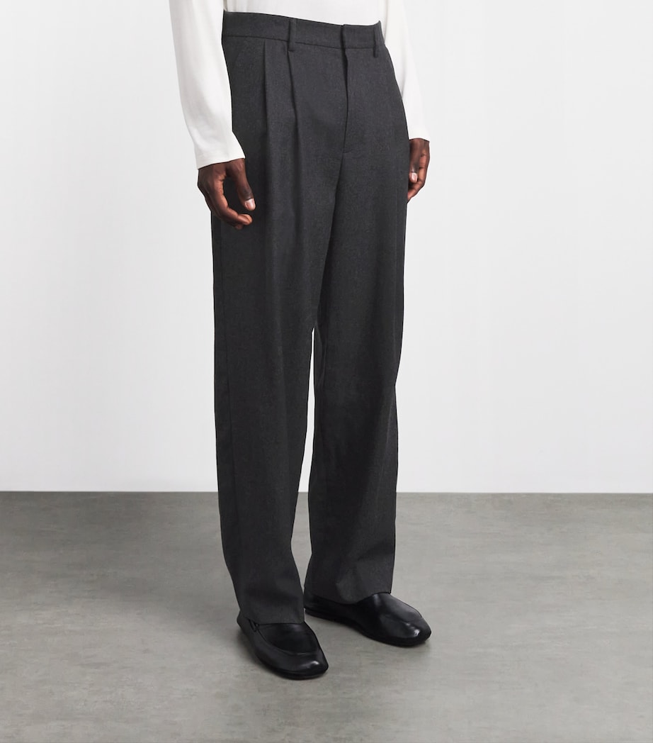 Le 17 Septembre Mens Wool Double-Pleated Trousers Charcoal Image 4