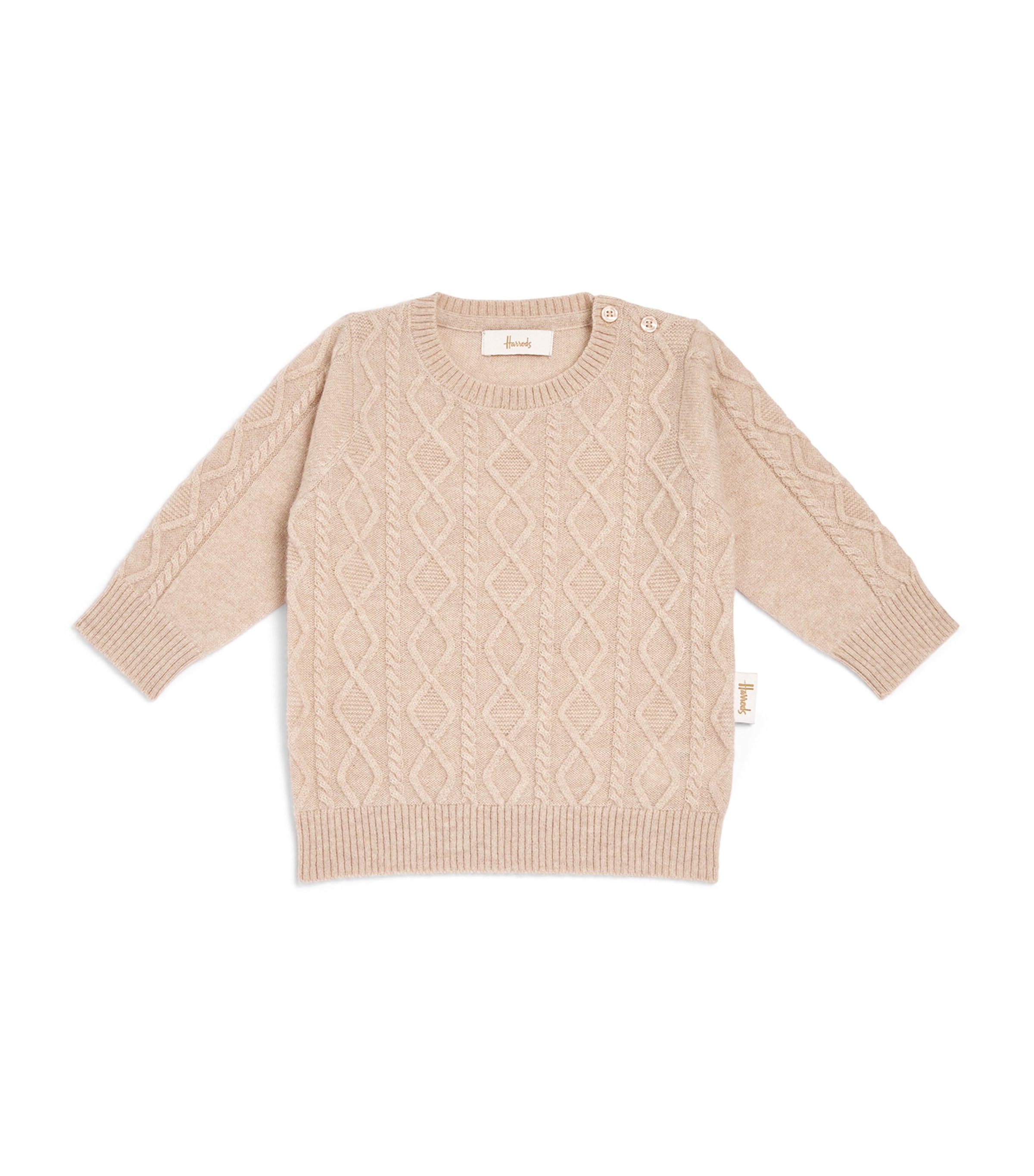 Harrods Cashmere Cable-knit Sweater In Beige