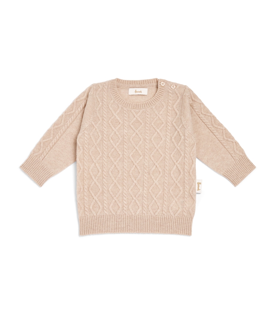 Cashmere Cable-Knit Sweater (0-24 Months) BEIGE Image 1