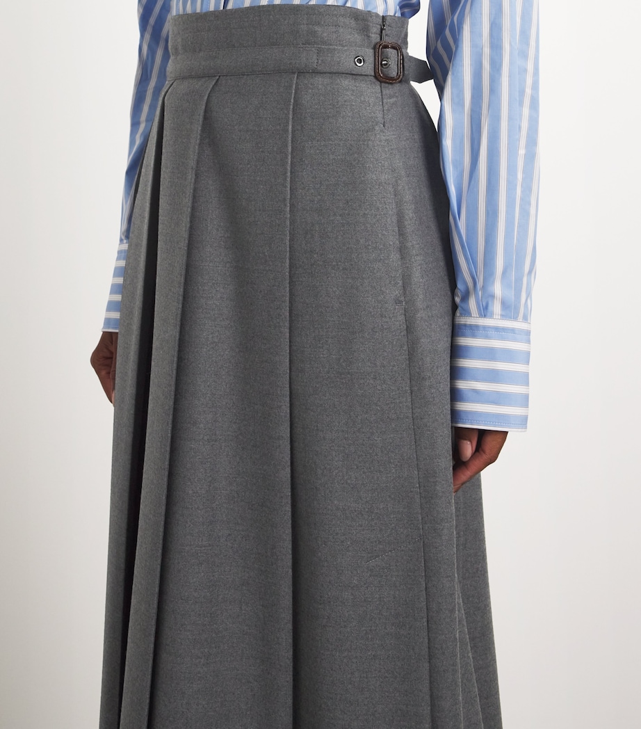 Weekend Max Mara Womens Virgin Wool Pleated Midi Skirt Medium Grey Image 6