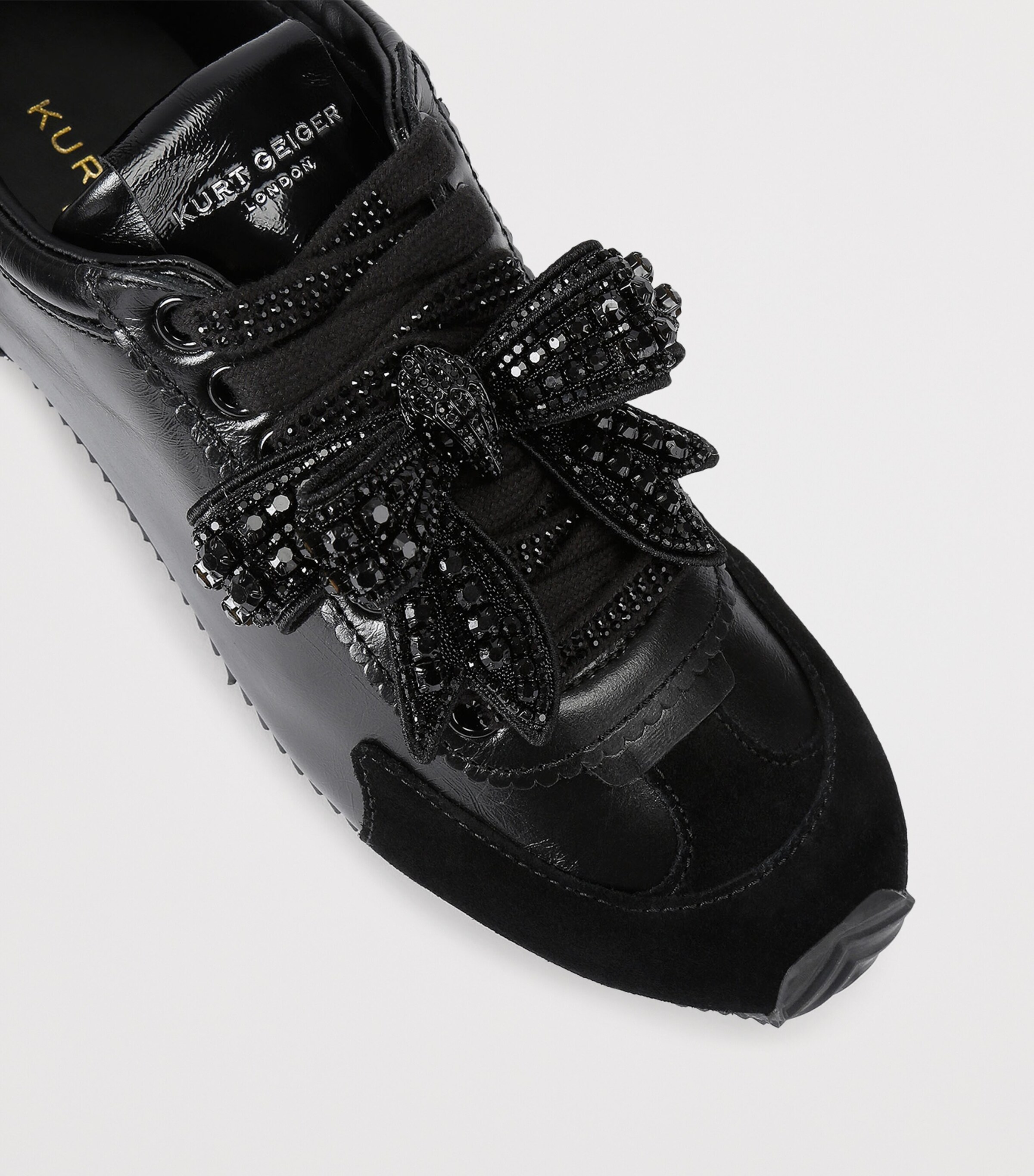 Kurt Geiger London Leather Islington Bow Sneakers Black Image 3