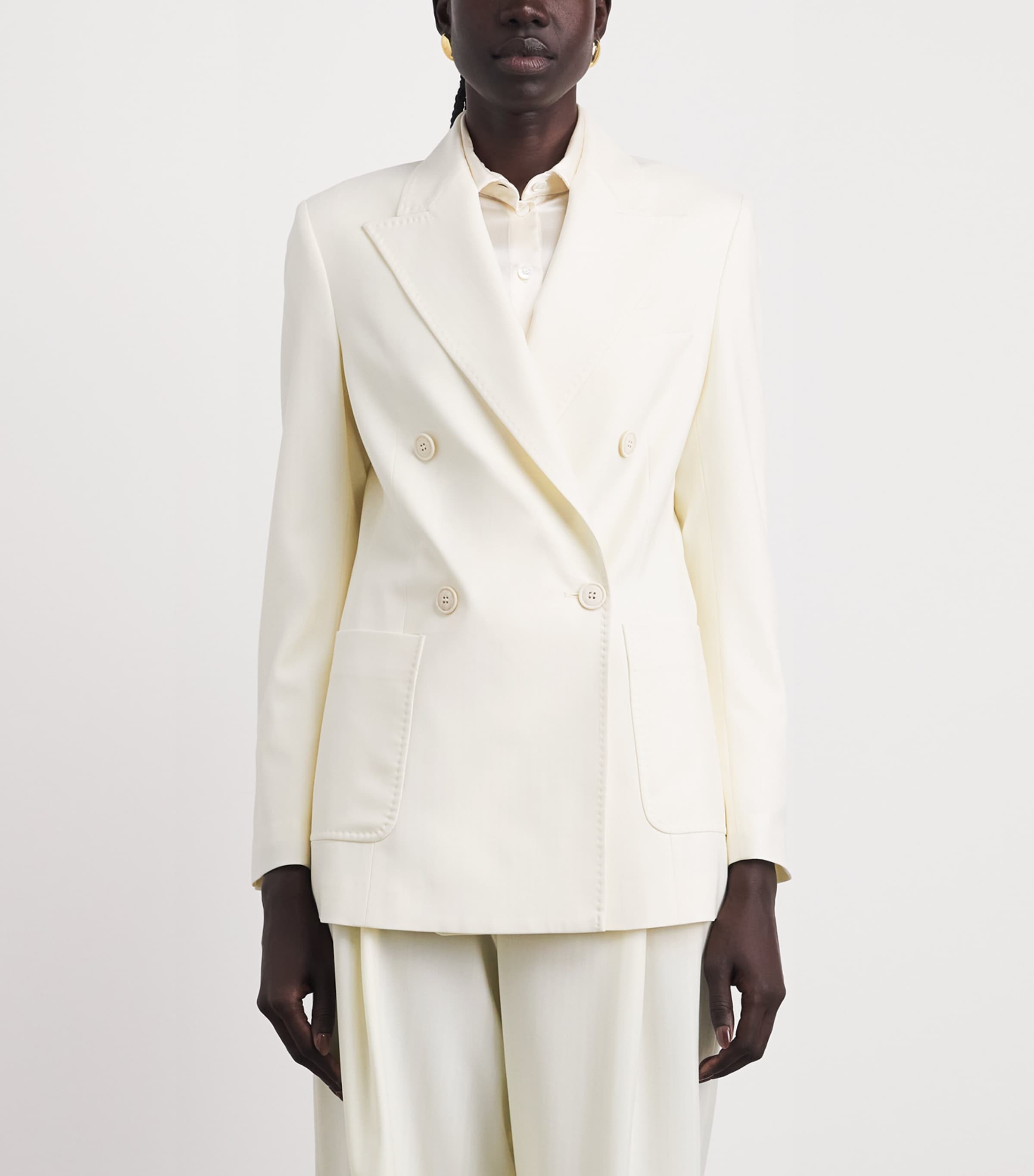 Eleventy Wool-blend Double-breasted Blazer In Neutral