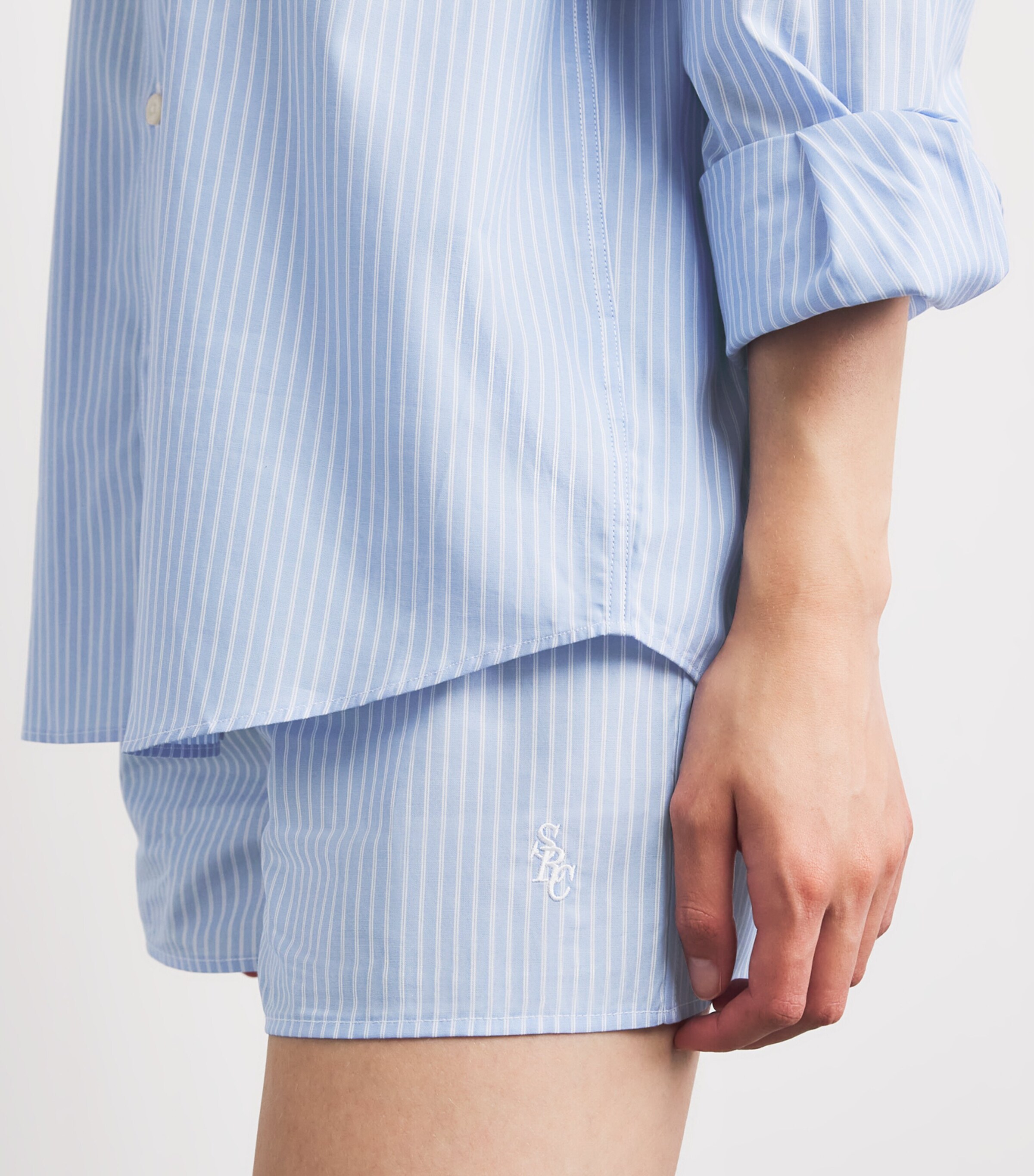 Sporty & Rich Womens Cotton Mini Boxer Shorts Blue Stripe Image 3