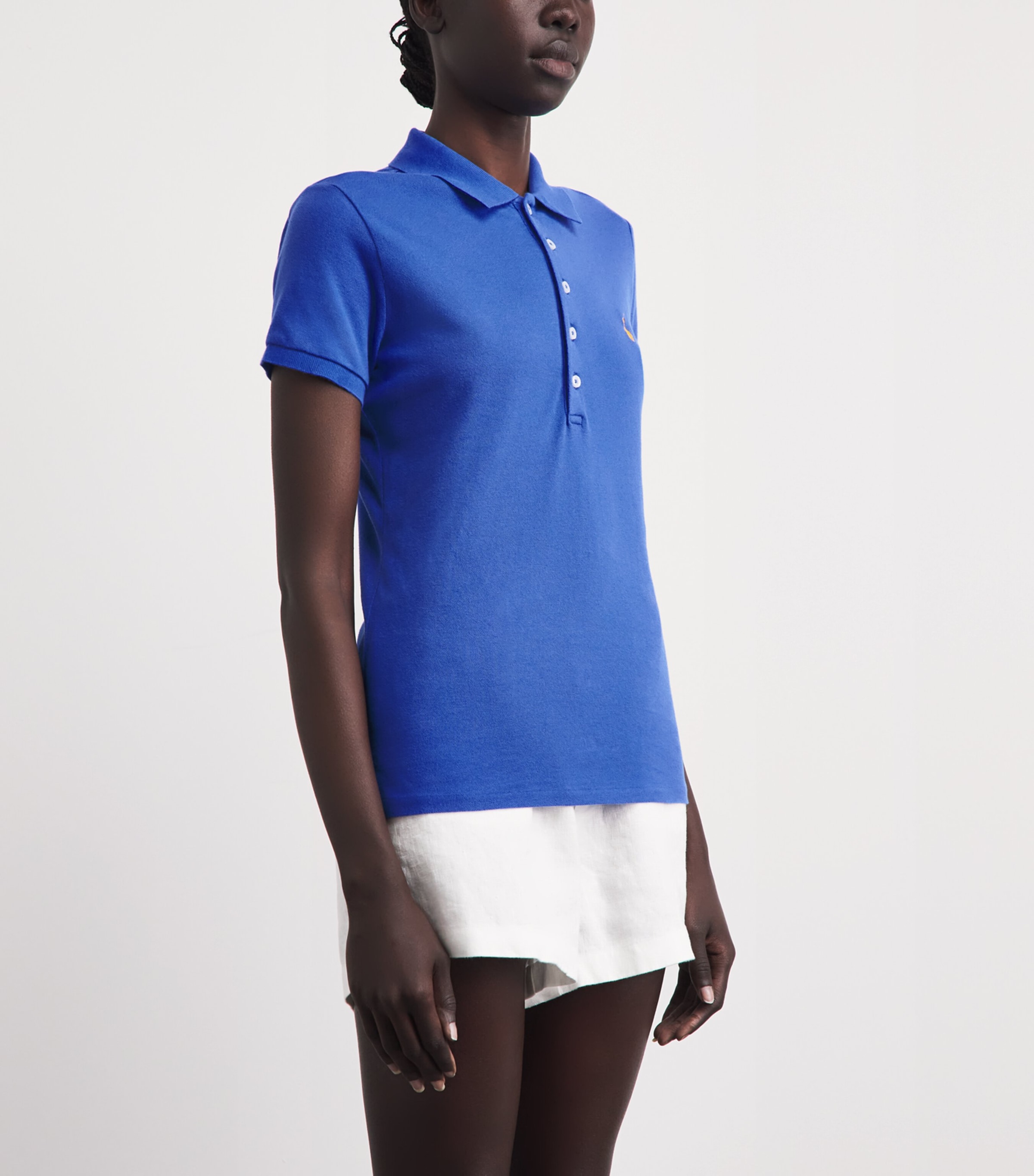 Polo Ralph Lauren Womens Cotton Slim Polo Shirt New Iris Image 4