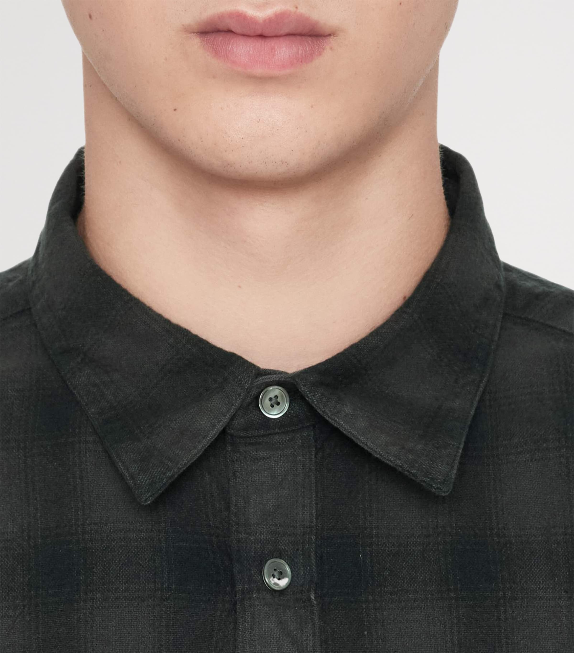 AllSaints Mens Organic Cotton Check Bower Shirt Anthracite Black Image 8