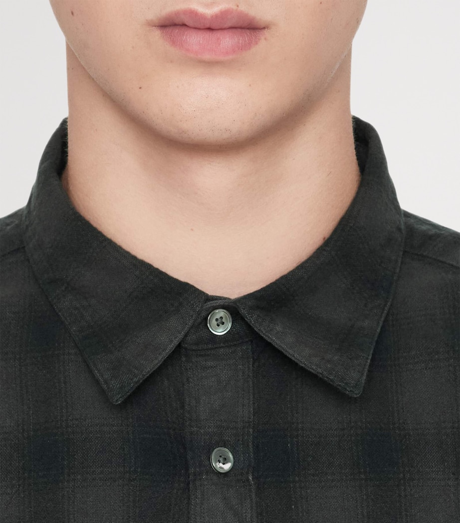 AllSaints Mens Organic Cotton Check Bower Shirt Anthracite Black Image 8