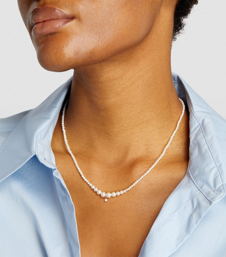 Yellow Gold, Diamond and Pearl Necklace YELLOW GOLD Image 4