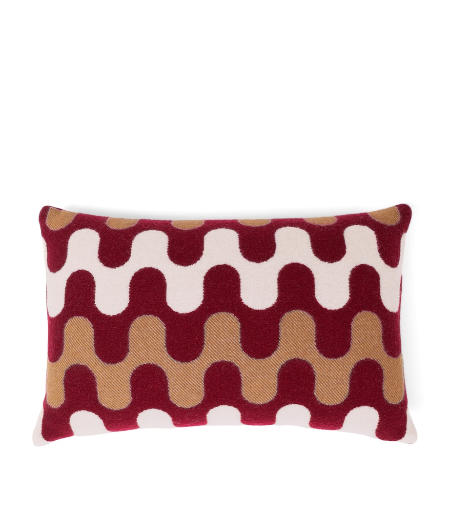 Wool Modernism 001 Cushion (40cm x 60cm) 7E15 - BURGUNDY/TAN Image 1