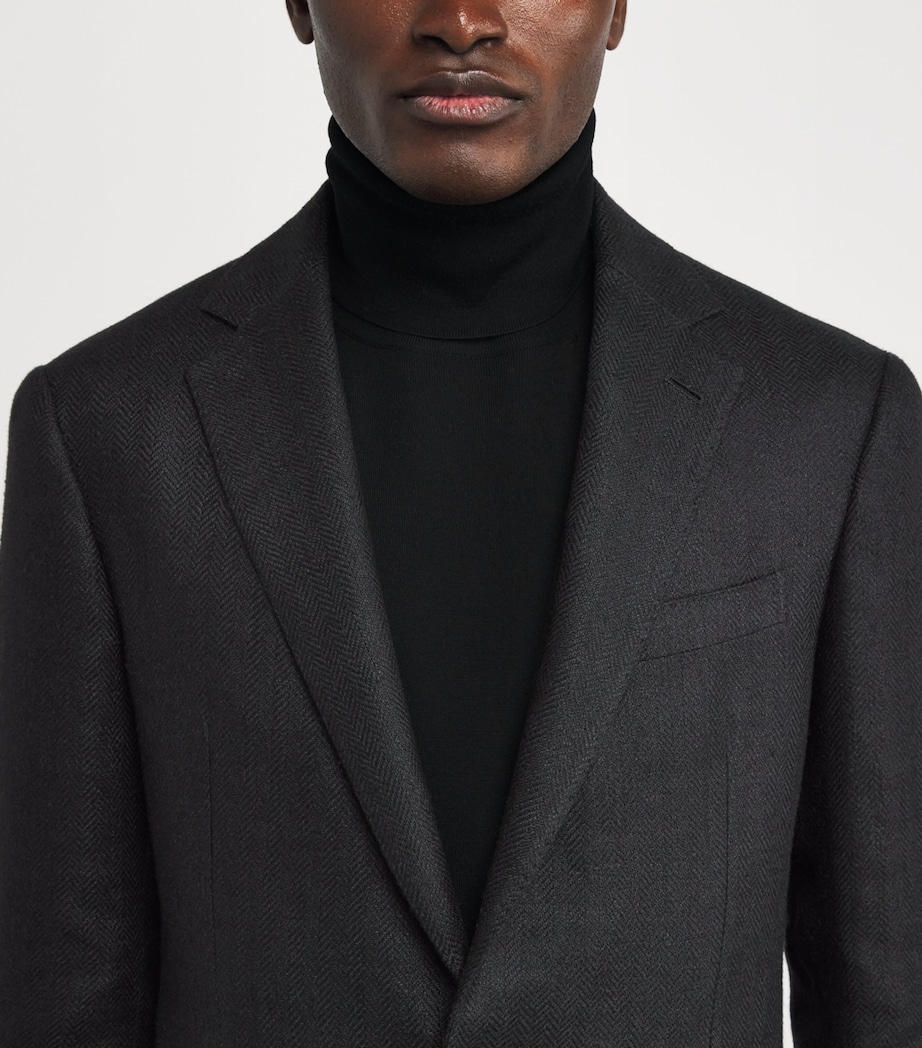 Linen-Silk-Cotton Kent Blazer BLACK Image 6