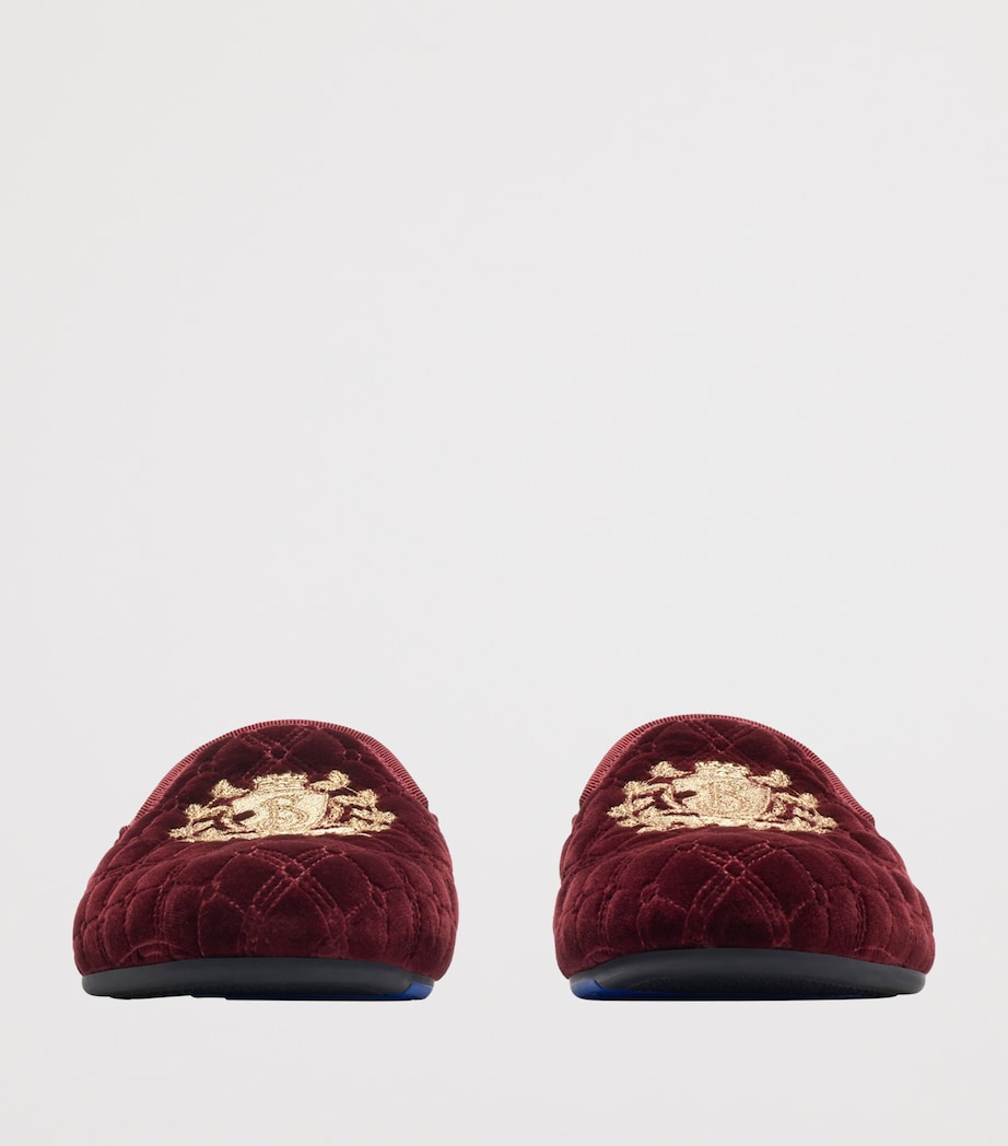 Velvet Quilted Slippers WINE RED Image 2