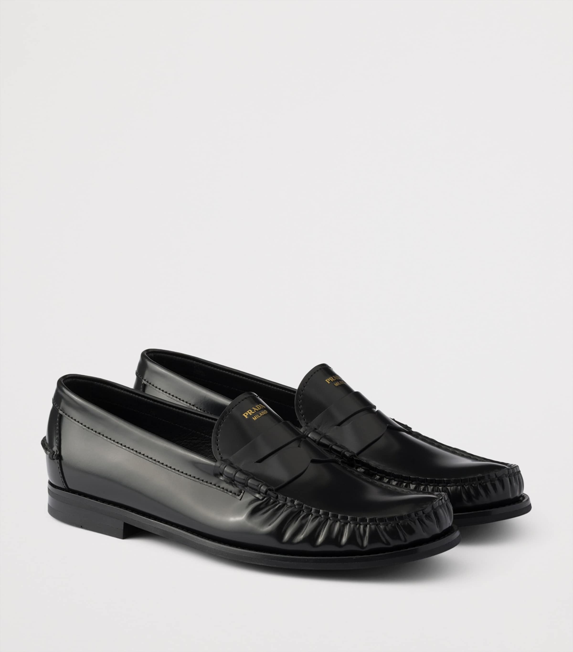 Prada Brushed Leather Loafers Black Image 3
