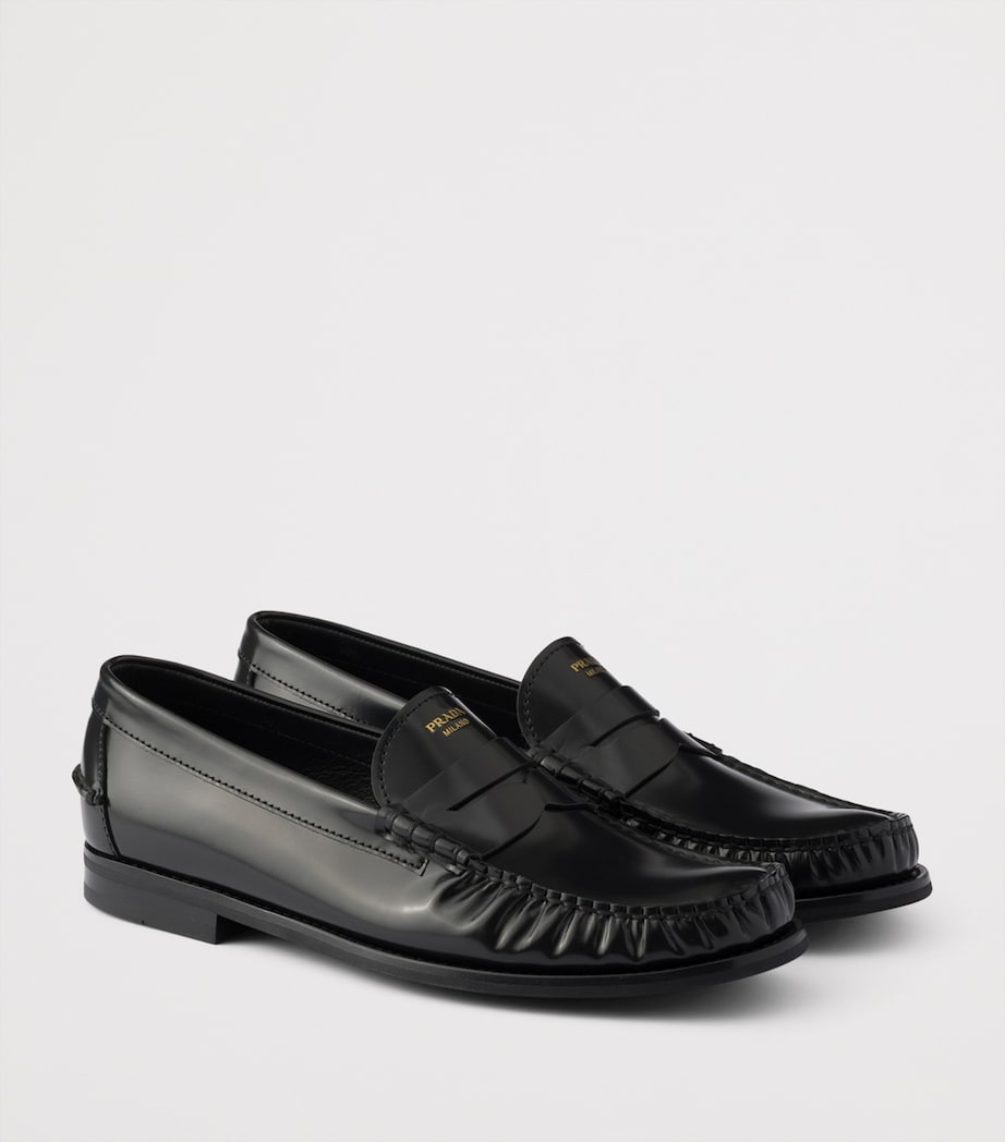 Prada Brushed Leather Loafers Black Image 3