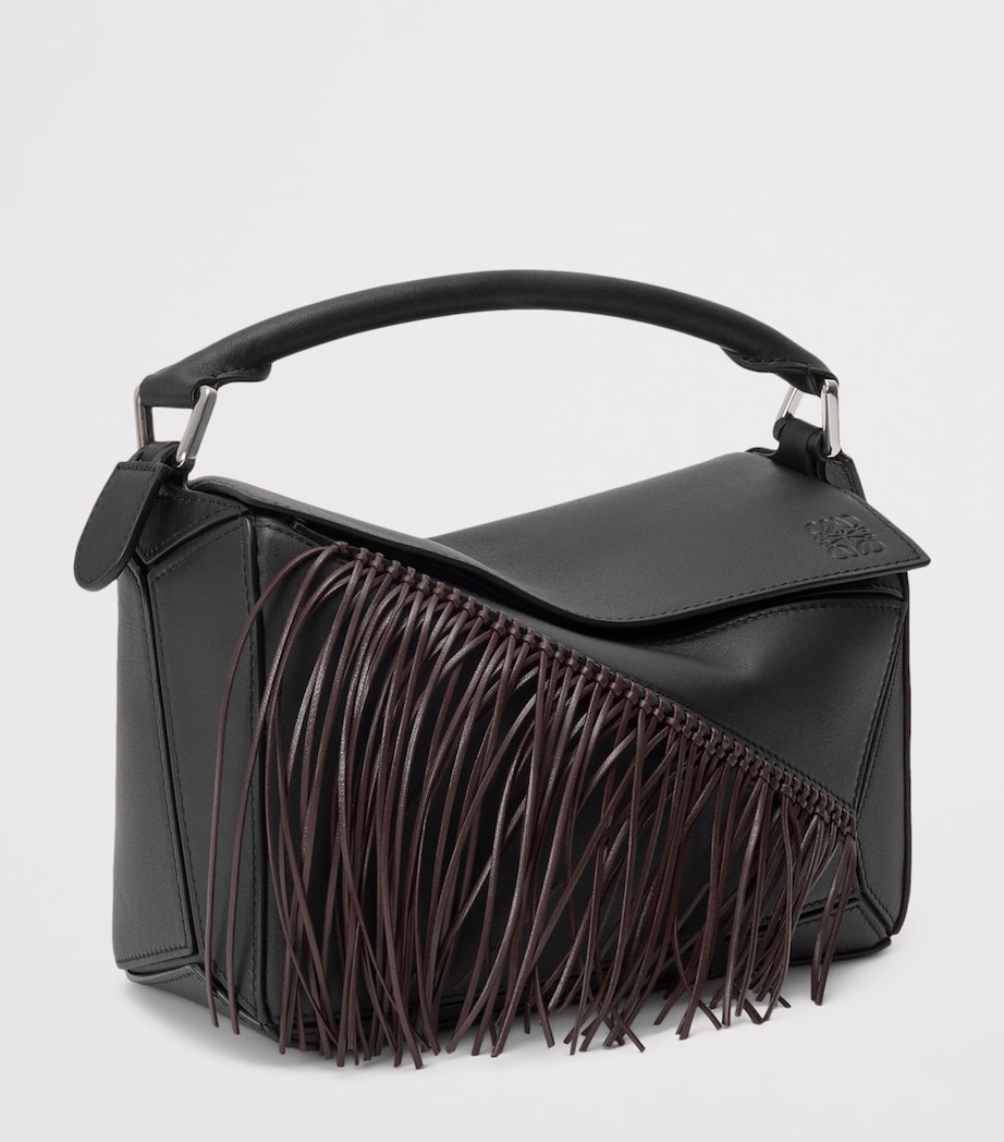 LOEWE Small Leather Puzzle Fringed Top-Handle Bag Black/dark Chestnut Image 2