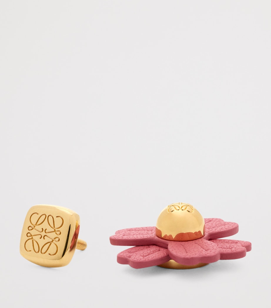 LOEWE x Paula's Ibiza Leather-Trim Flower Pin Pink Image 3