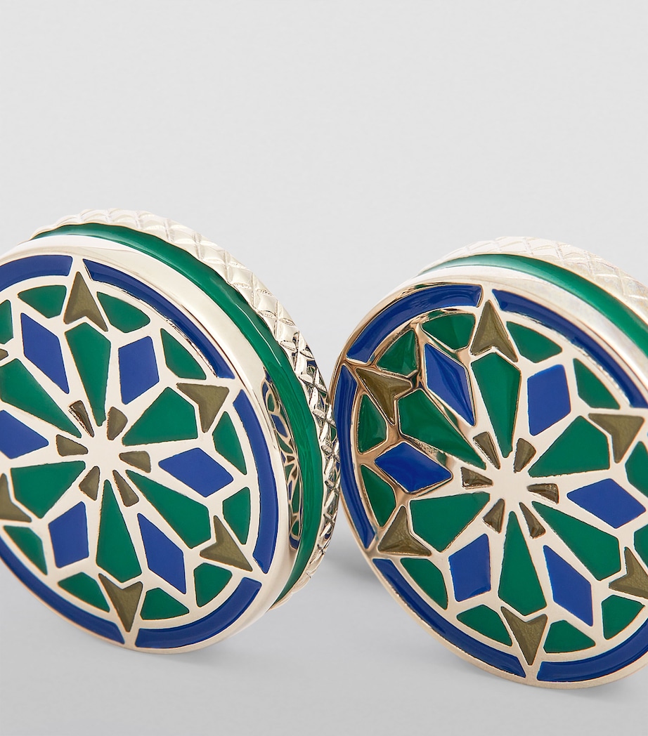 Palladium-Plated Lhasa Mandala Cufflinks SILVER/ MULTI Image 6