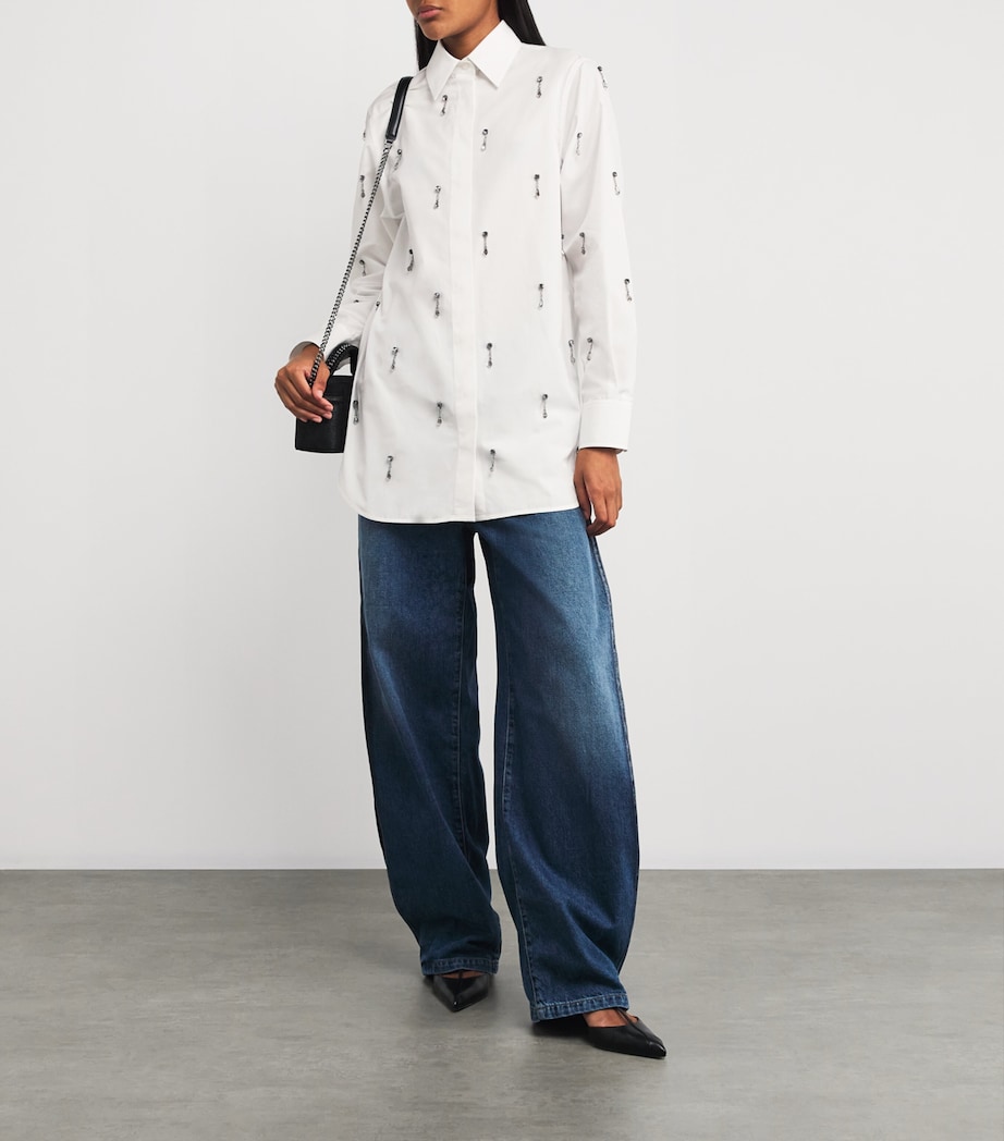 Cotton Embellished Oxford Shirt 9000 PURE WHITE Image 2