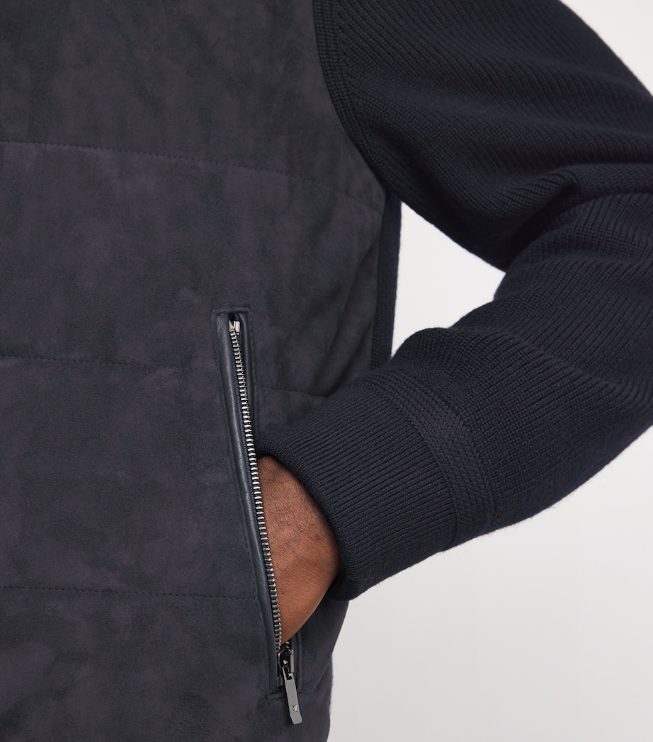 Suede-Wool Bomber Jacket 01 BLUE NAVY Image 6