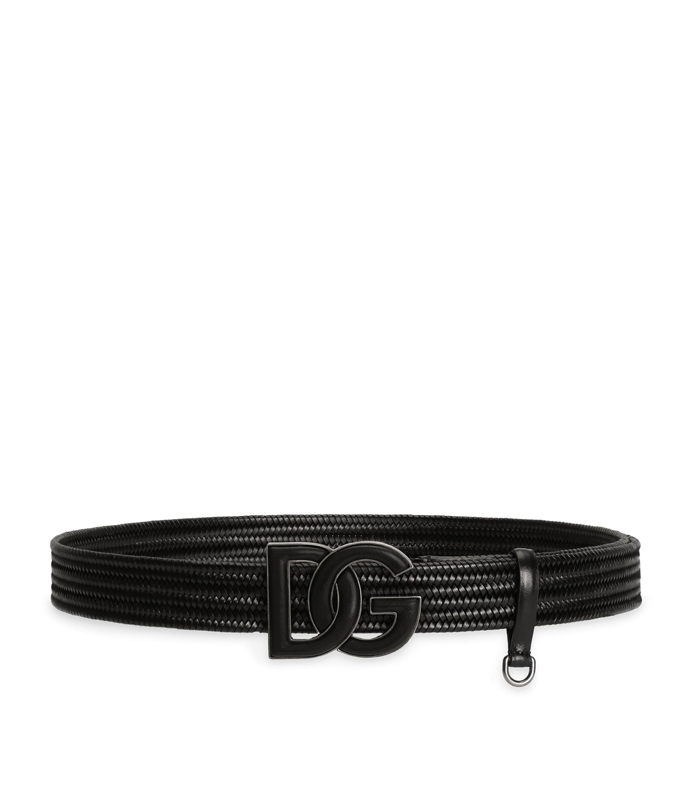 Dolce&Gabbana Leather Woven Belt Black/black Image 1
