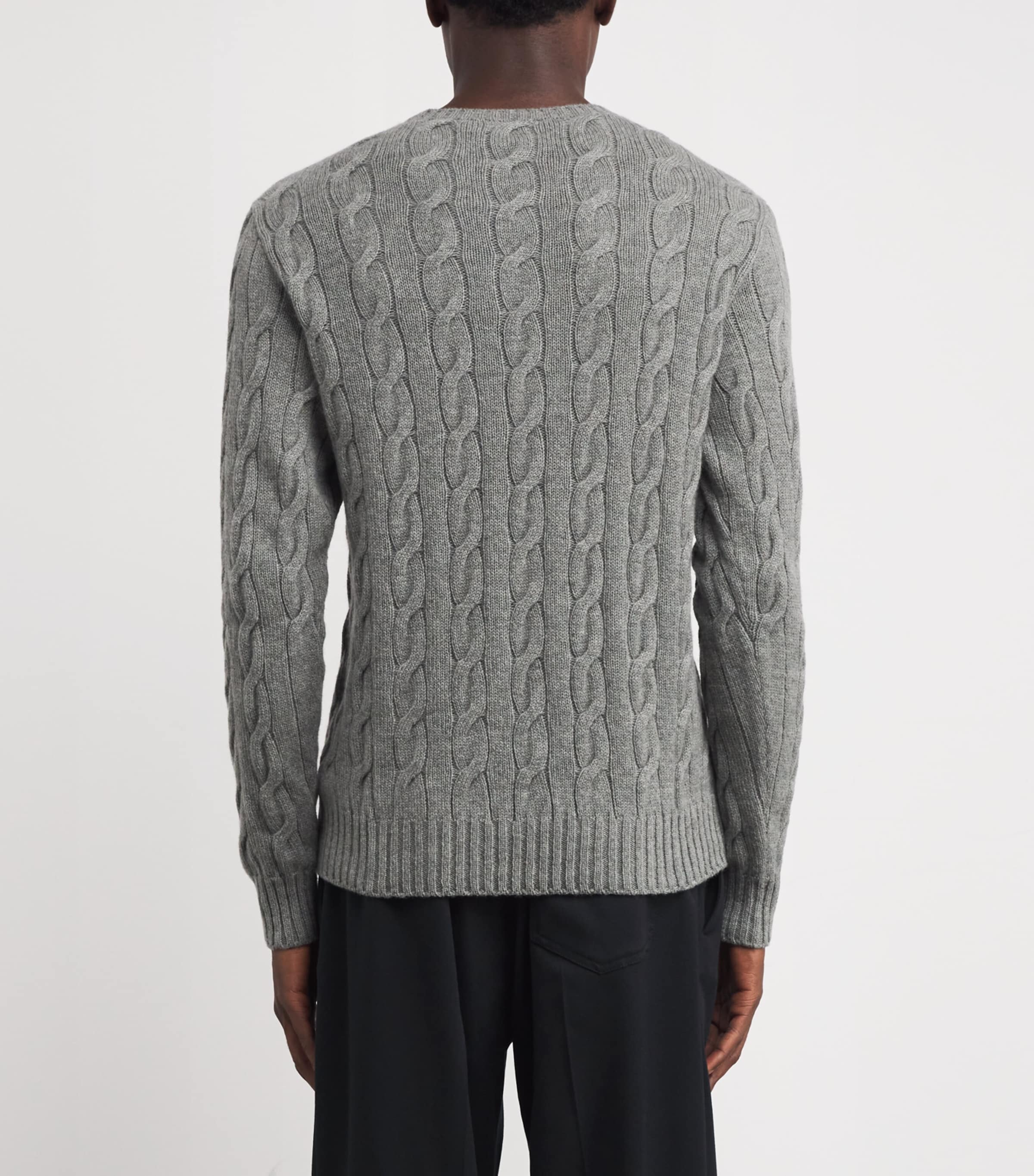 Ralph Lauren Purple Label Mens Cashmere Cable-Knit Sweater Cls Light Grey Image 4