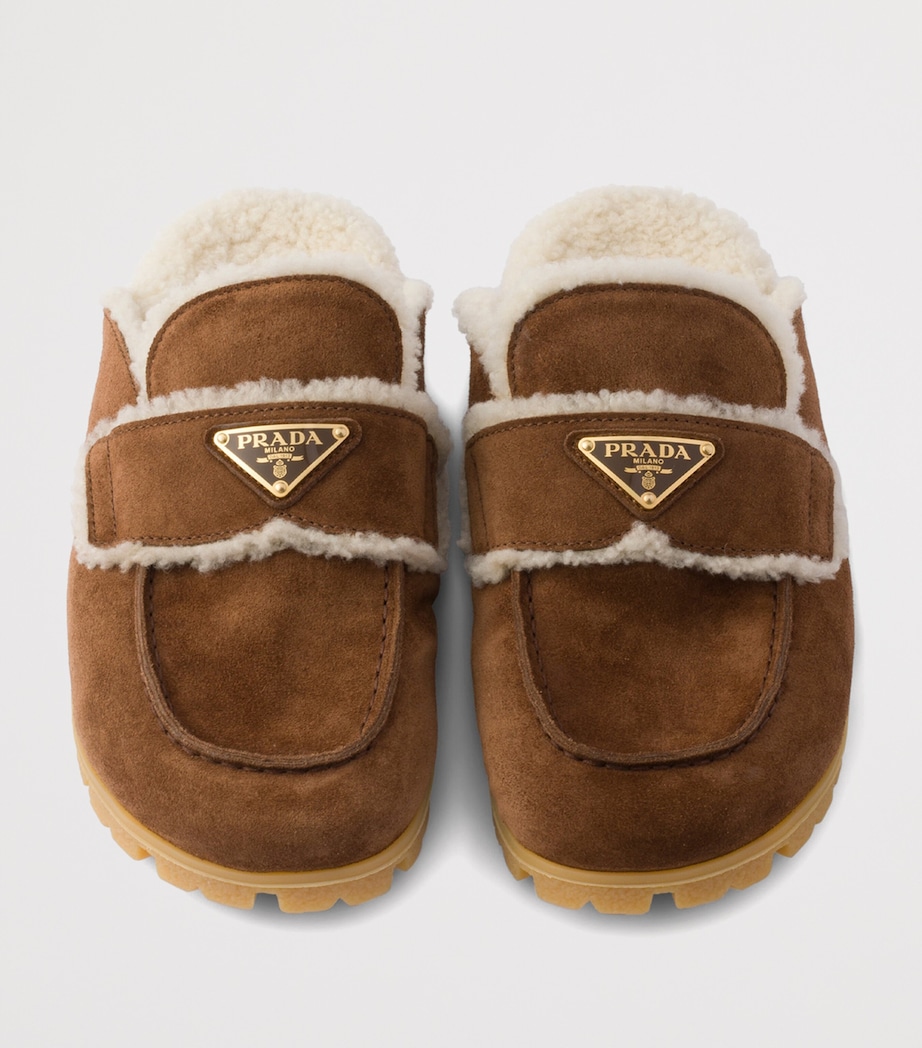 Suede Shearling-Lined Mules F0324 Image 3
