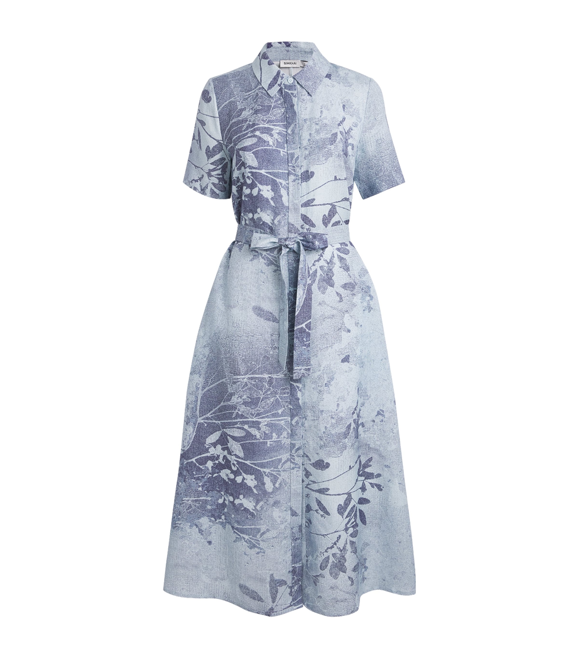 Linen-Blend Printed Audria Midi Dress SKY FLORAL Image 1
