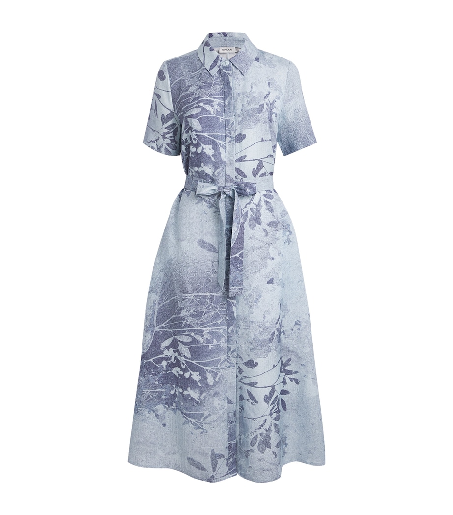 Linen-Blend Printed Audria Midi Dress SKY FLORAL Image 1