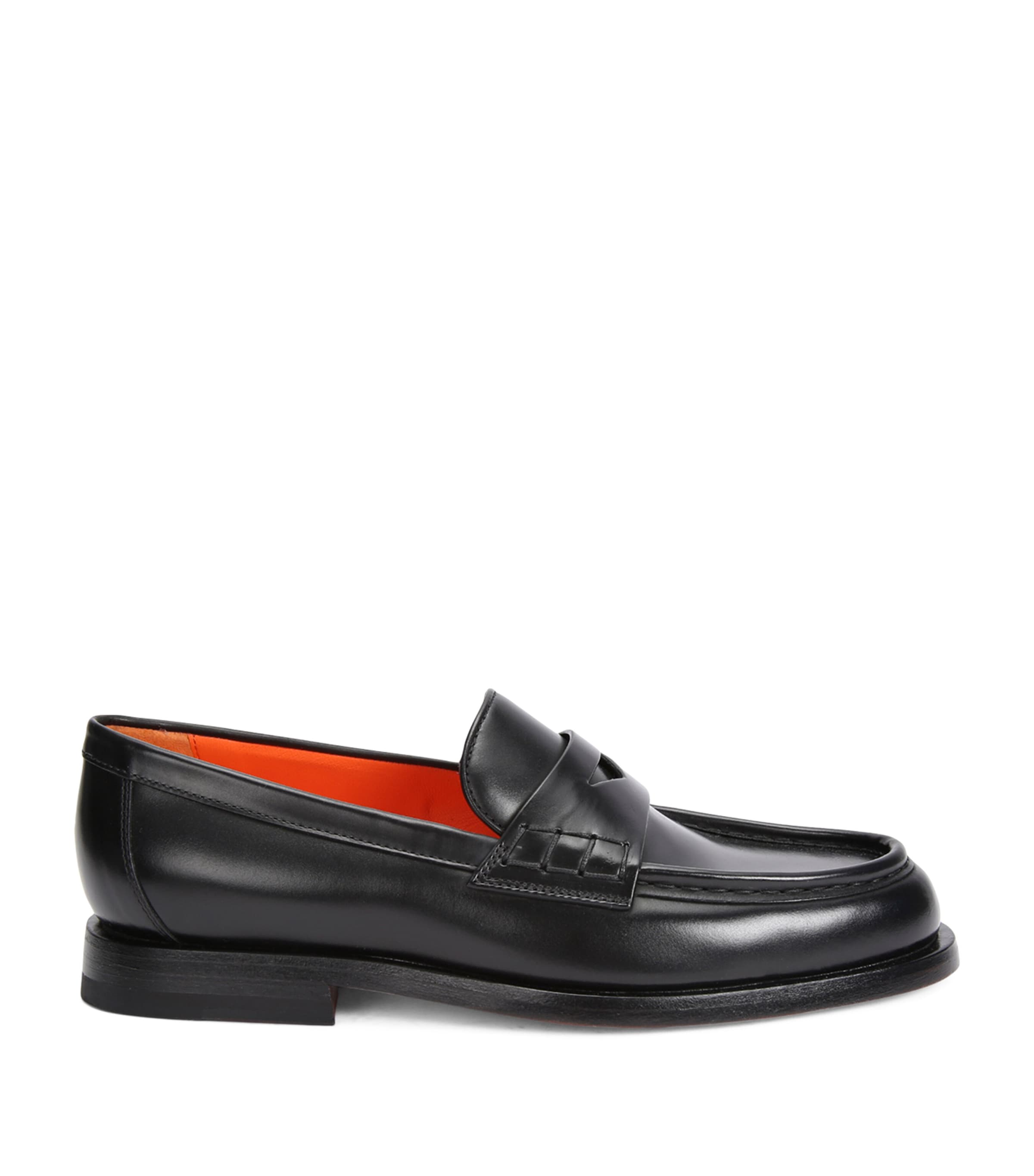 Leather Penny Loafers BLACK Image 3