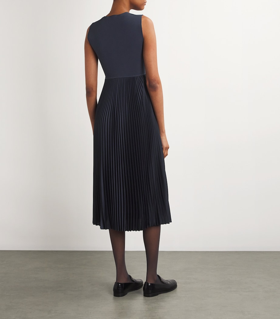 theory pleated midi dress in sleek poplin THEORY Pleated Poplin Midi Dress