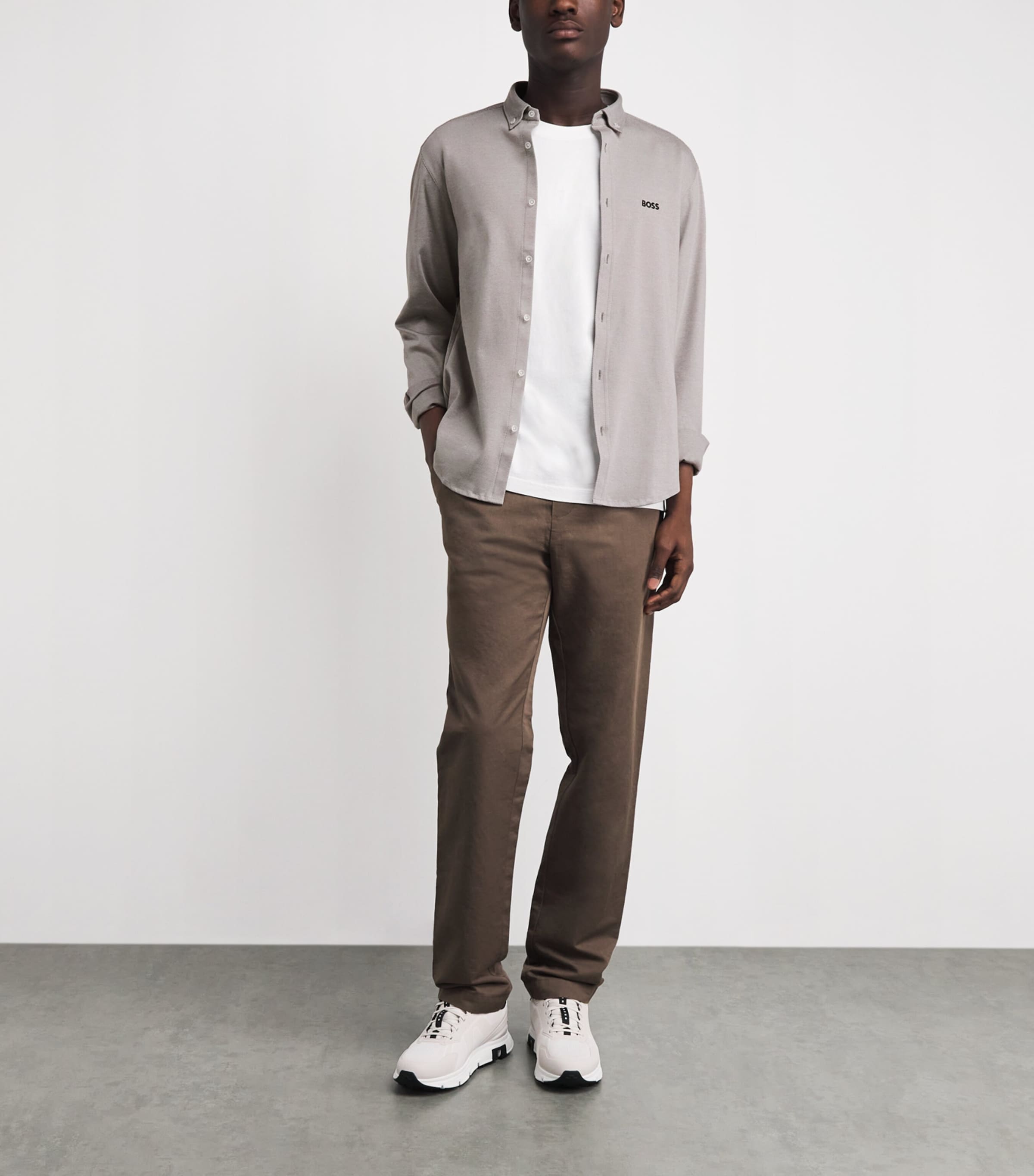 BOSS Mens Cotton Shirt Open Grey Image 2