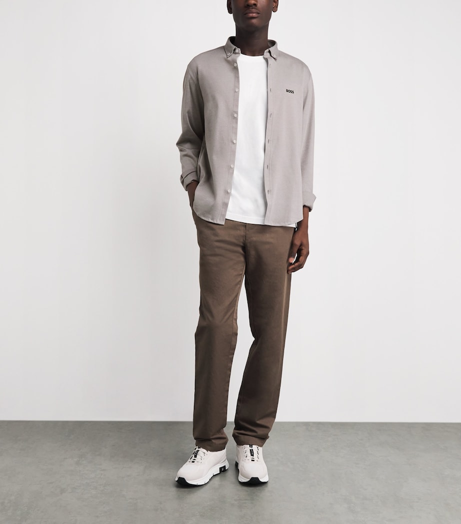 BOSS Mens Cotton Shirt Open Grey Image 2