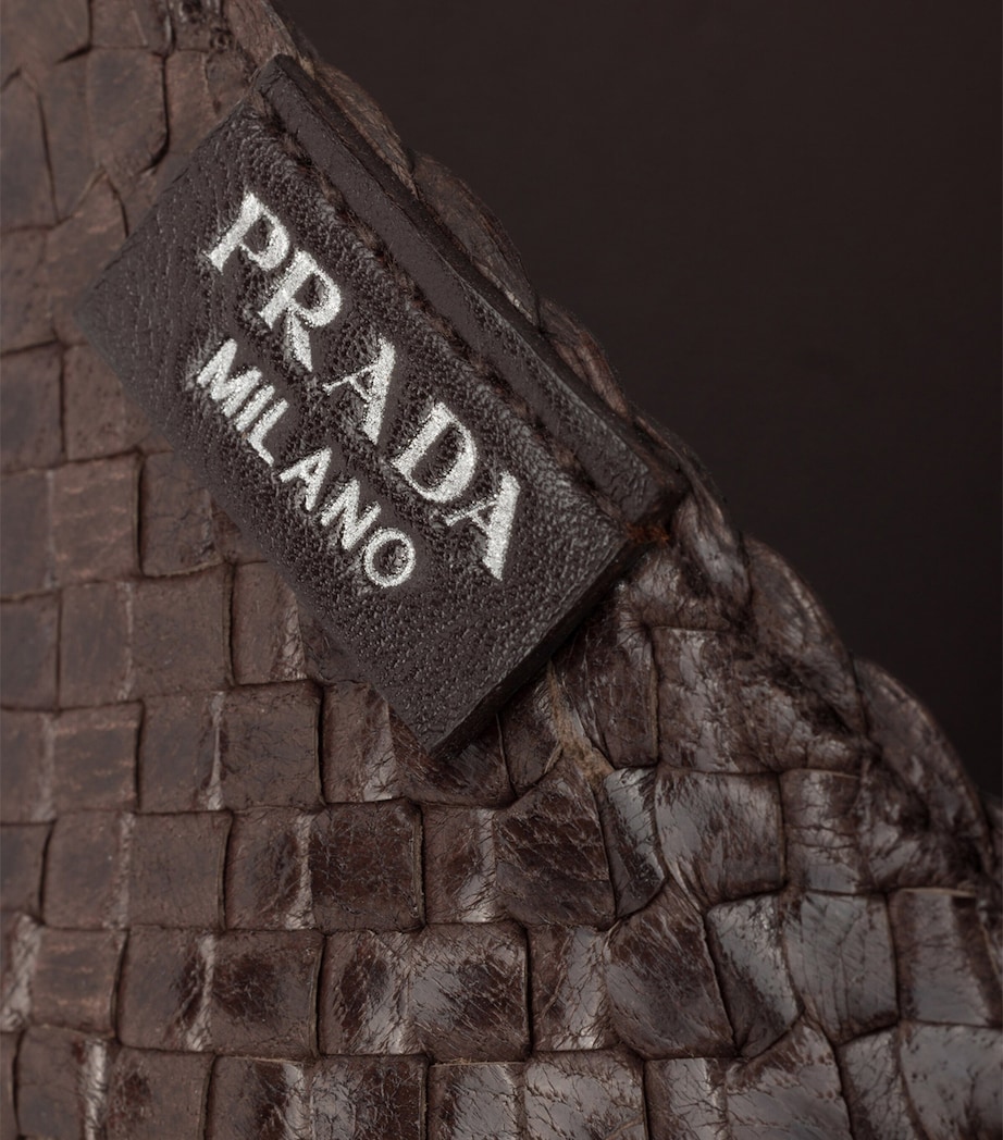 Prada Leather Woven Crisscross Sandals Image 6