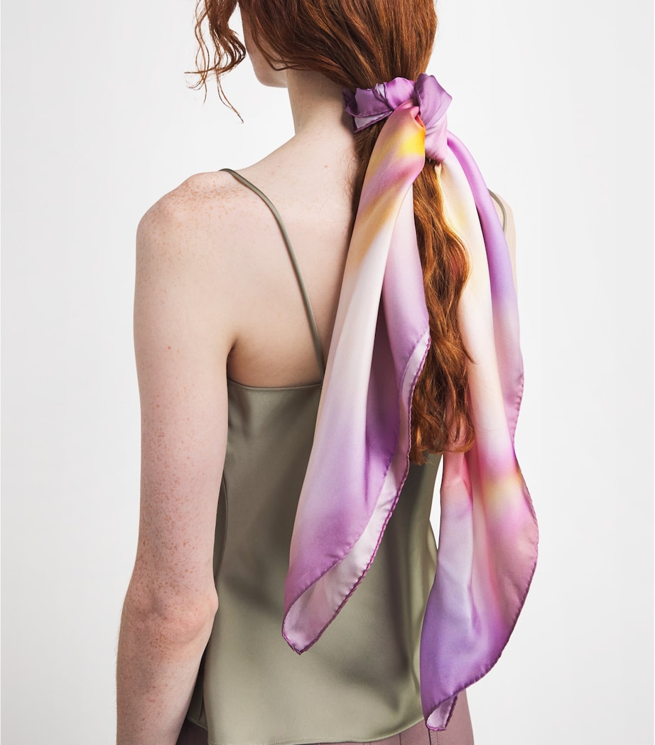 Silk Printed Stole Scarf PURPLE Image 2