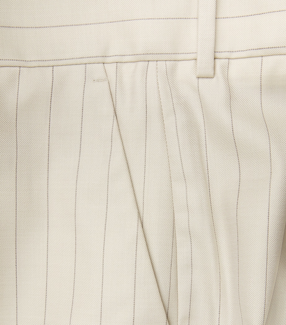 Acne Studios Womens Wool Pinstripe Straight Trousers Cream Beige Image 6