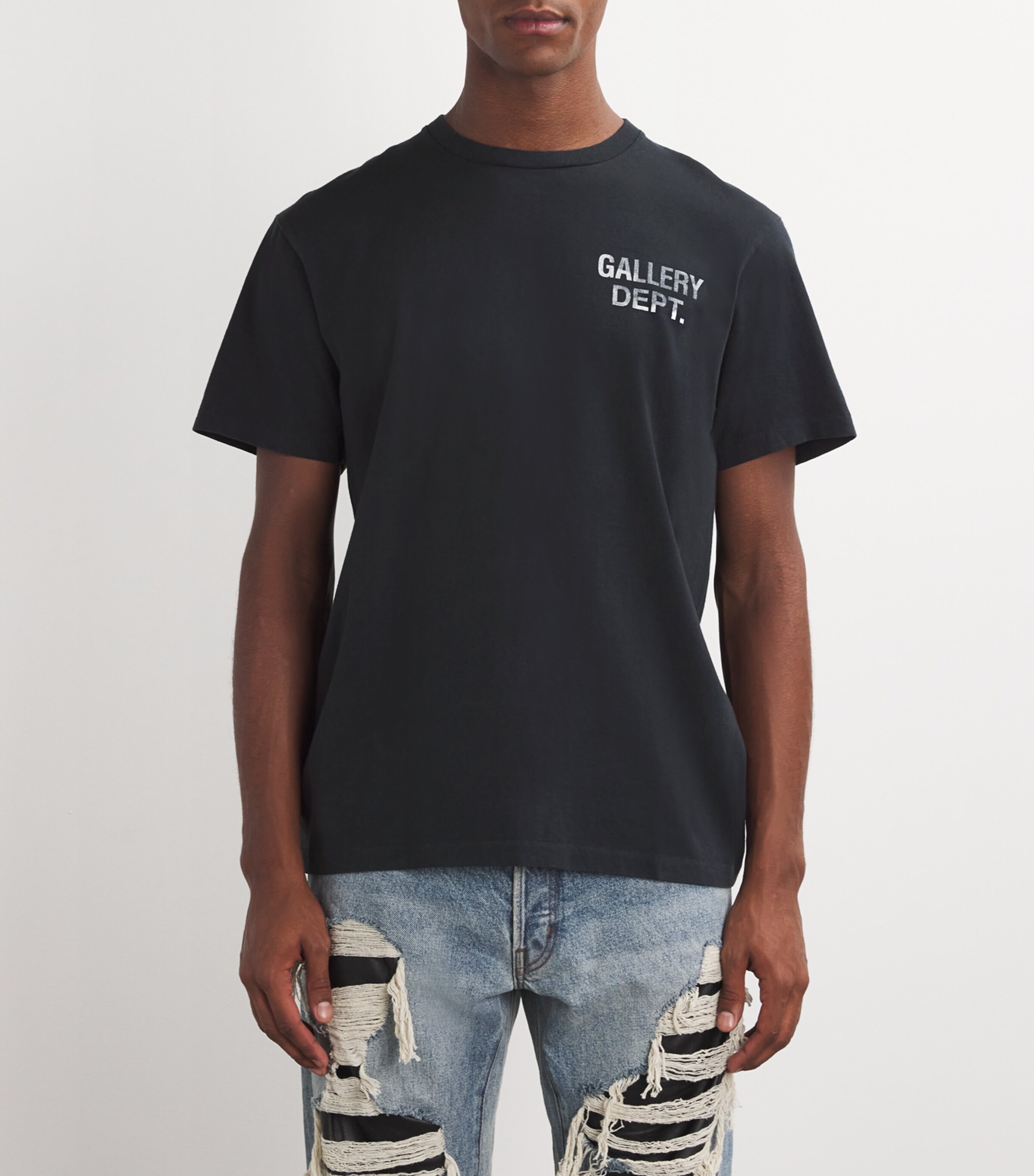 GALLERY DEPT. Mens Cotton Logo T-Shirt Black Image 4