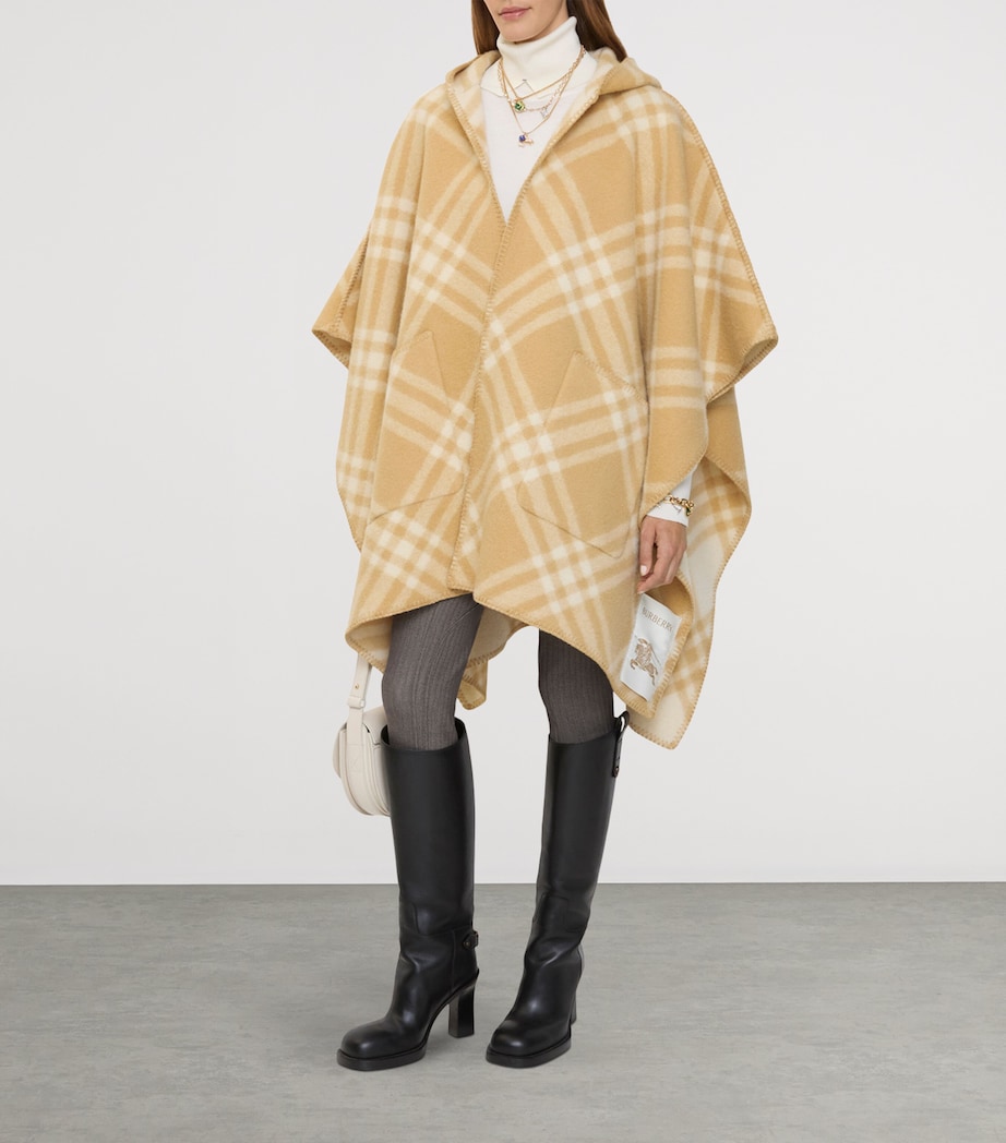 Wool Reversible Check Cape SAND Image 2