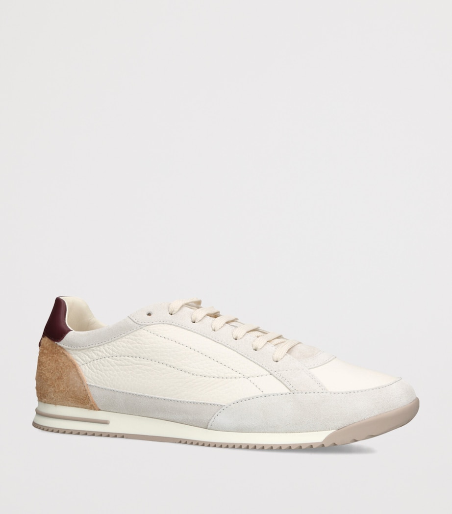 Brunello Cucinelli Leather-Suede Low-Top Sneakers White Image 3