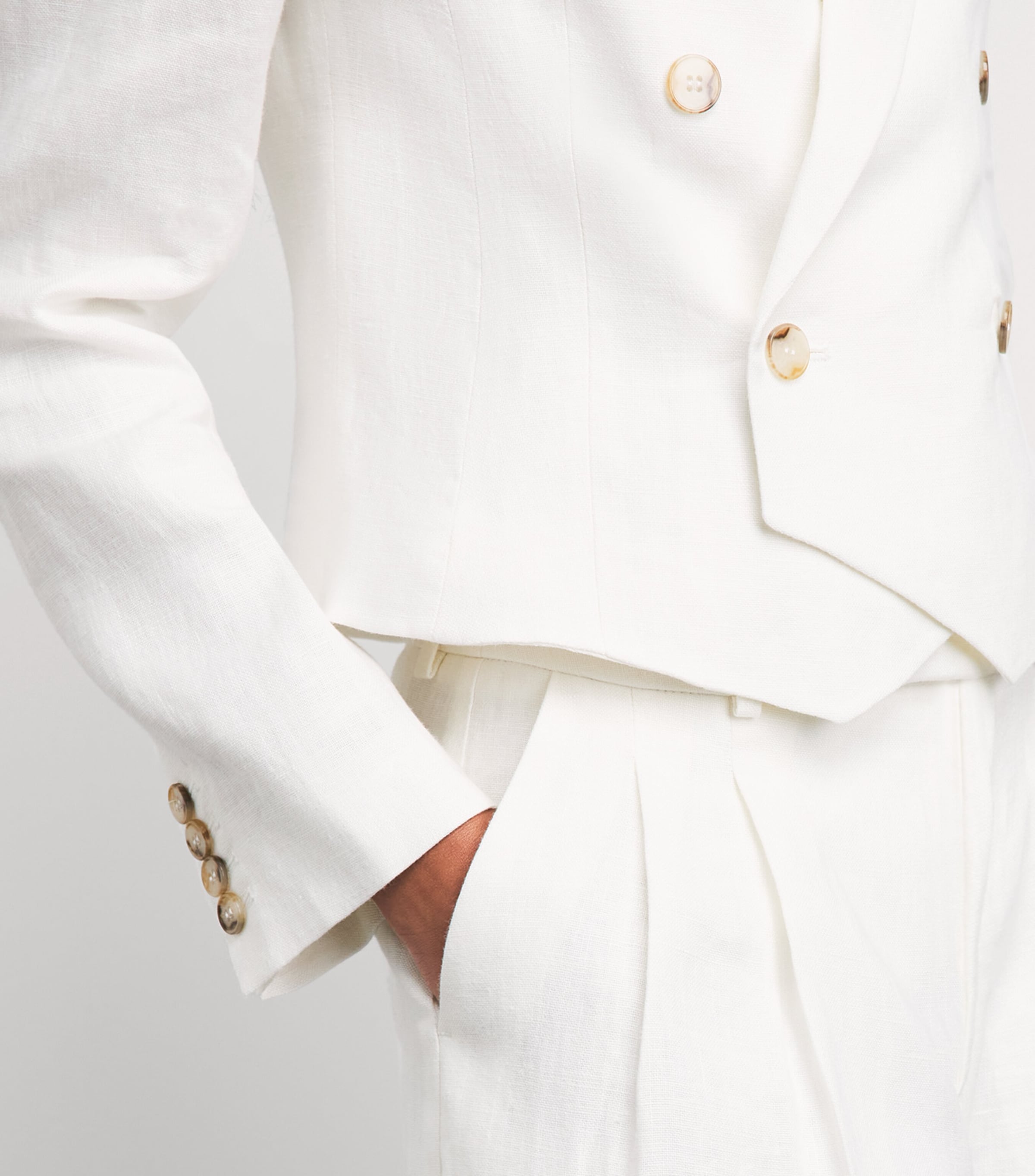 With Nothing Underneath Womens Linen Belgravia Cropped Blazer Ivory Image 3