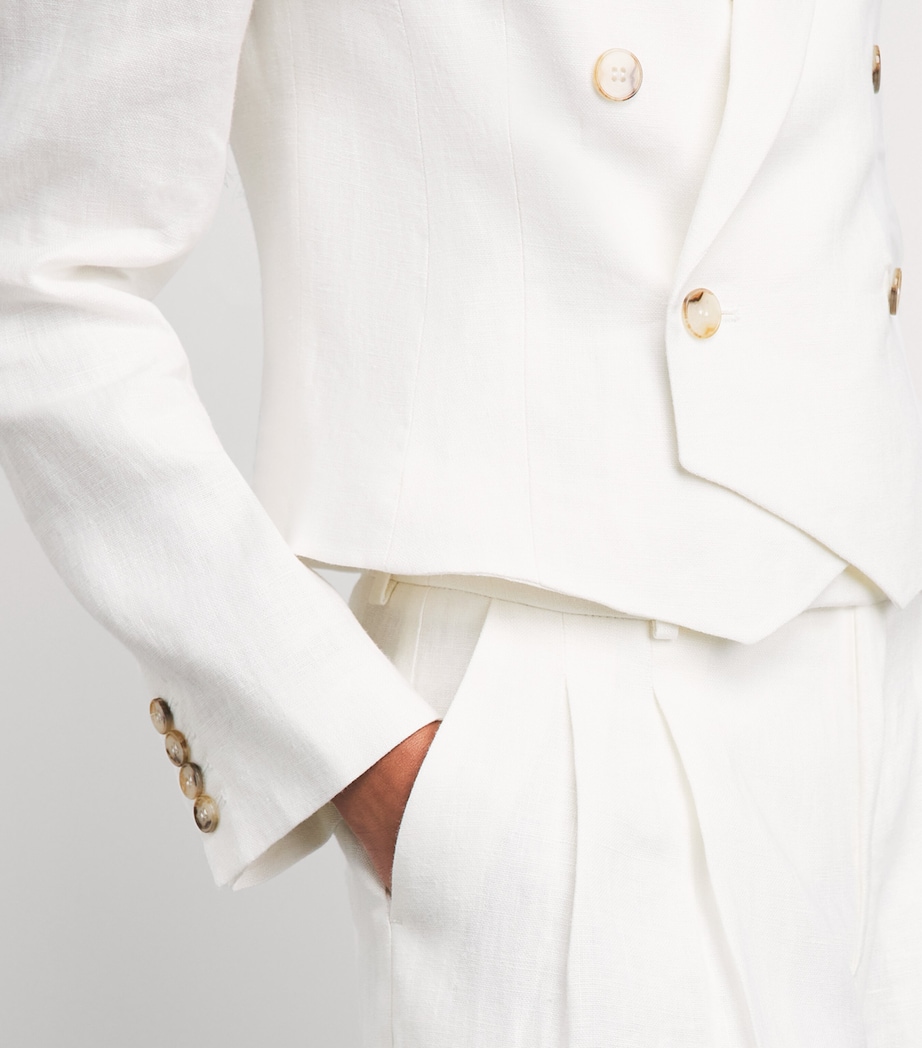 With Nothing Underneath Womens Linen Belgravia Cropped Blazer Ivory Image 3