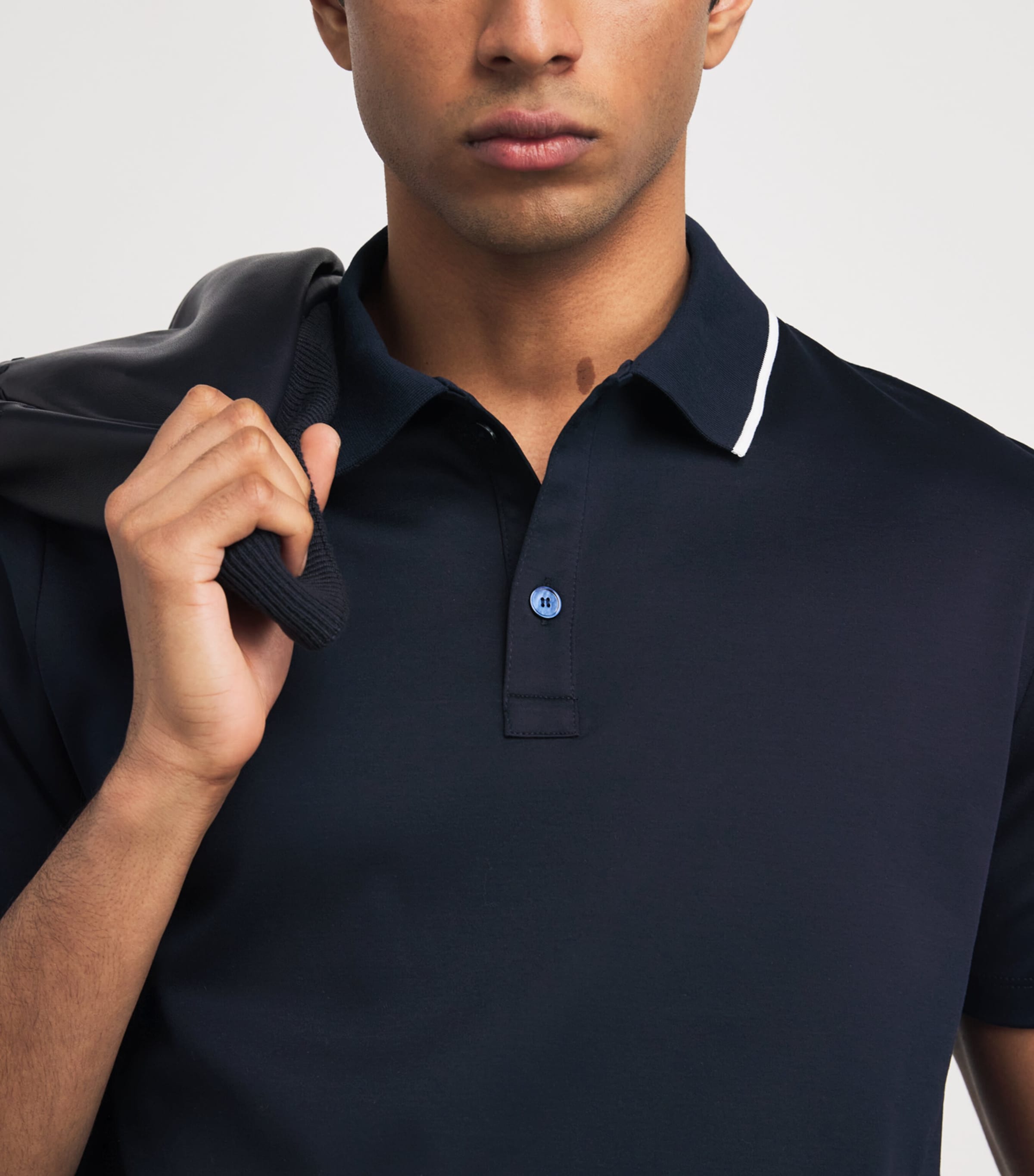 Aqua Touch Cotton Interlock Polo Shirt 013 BLUE Image 6