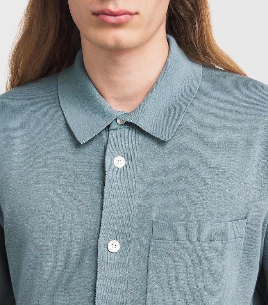 Linen-Cotton Rollo Shirt GREYISH BLUE Image 6