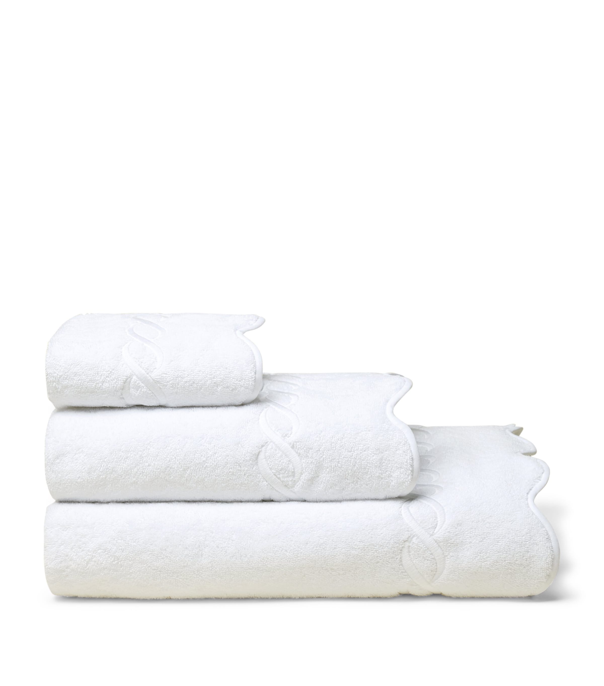 Cotton Treccia Bath Towel (75cm x 150cm) WHITE/WHITE Image 3