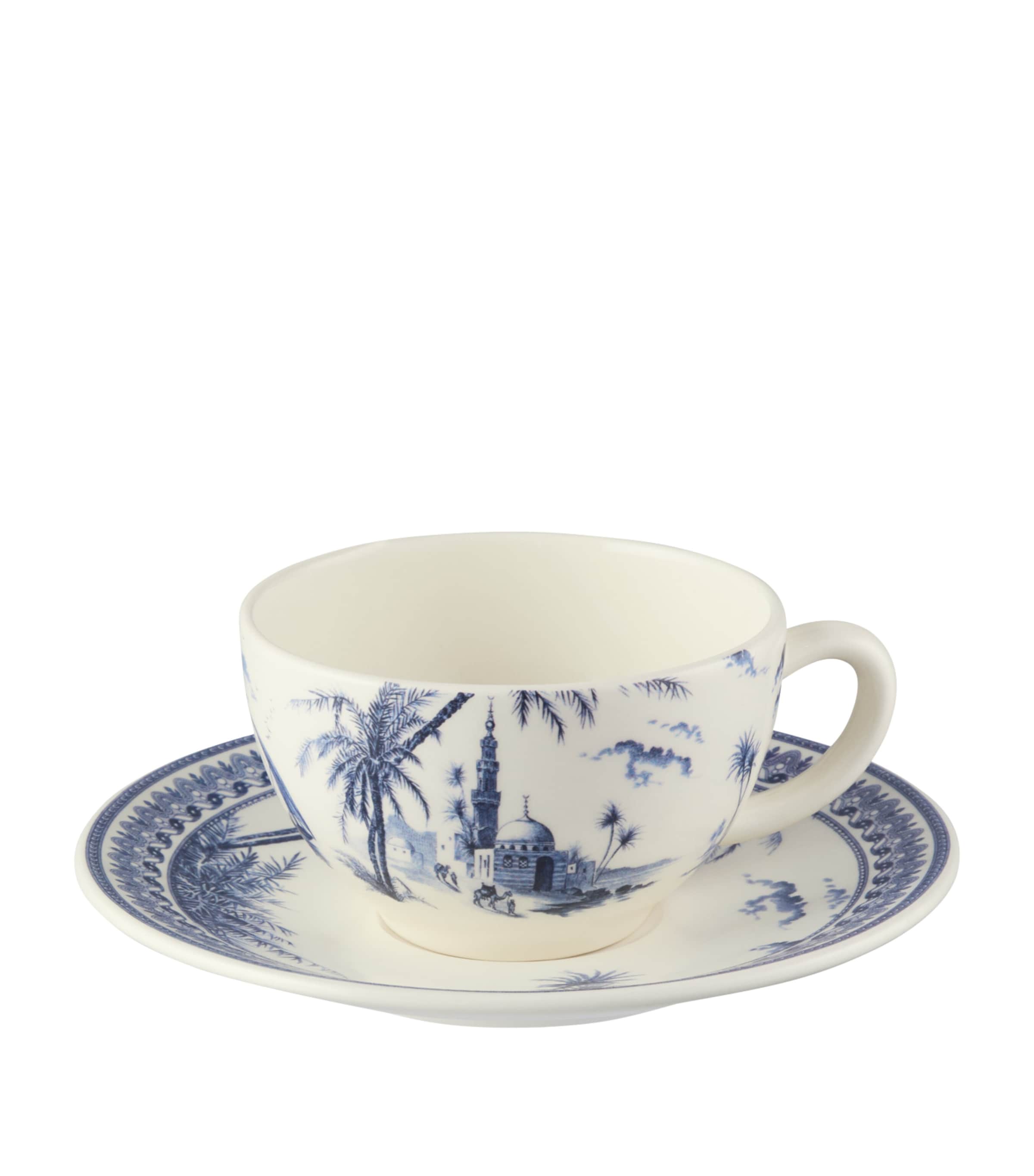 Gien Ceramic Dépareillé Teacup And Saucer In Blue
